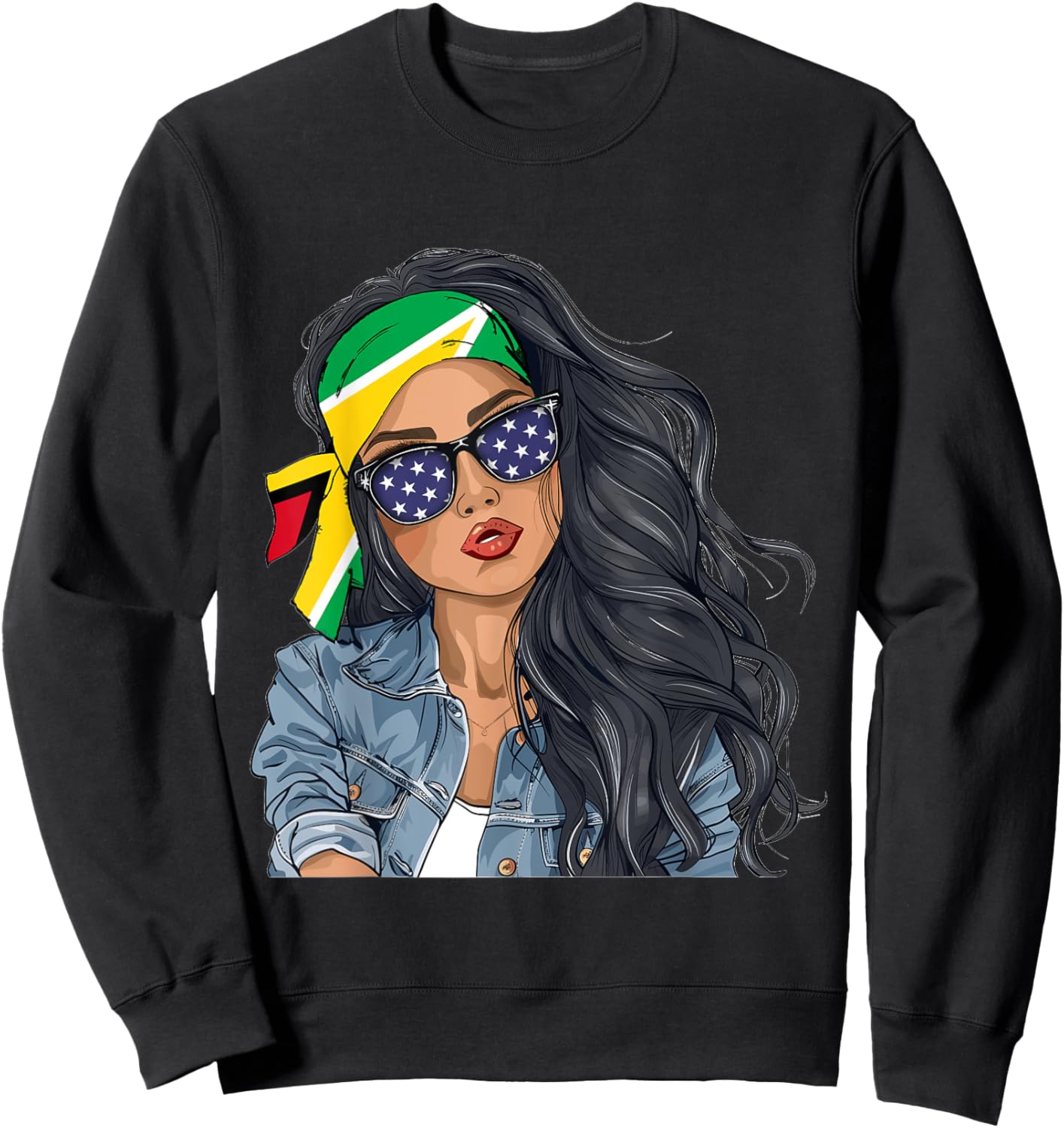 Guyanese Woman Products Flag Uniform American Guyana Sweatshirt - Sweatshirt | Black