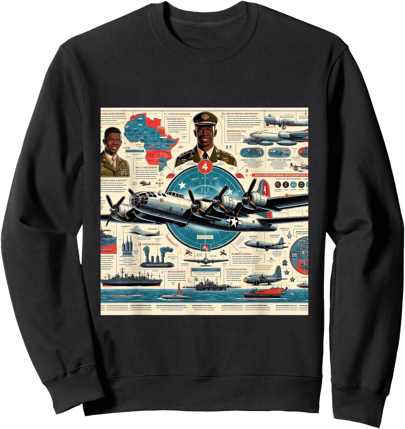 B29 Superfortress WW2 Warplane Airplane Infographics Sweatshirt - Sweatshirt | Black