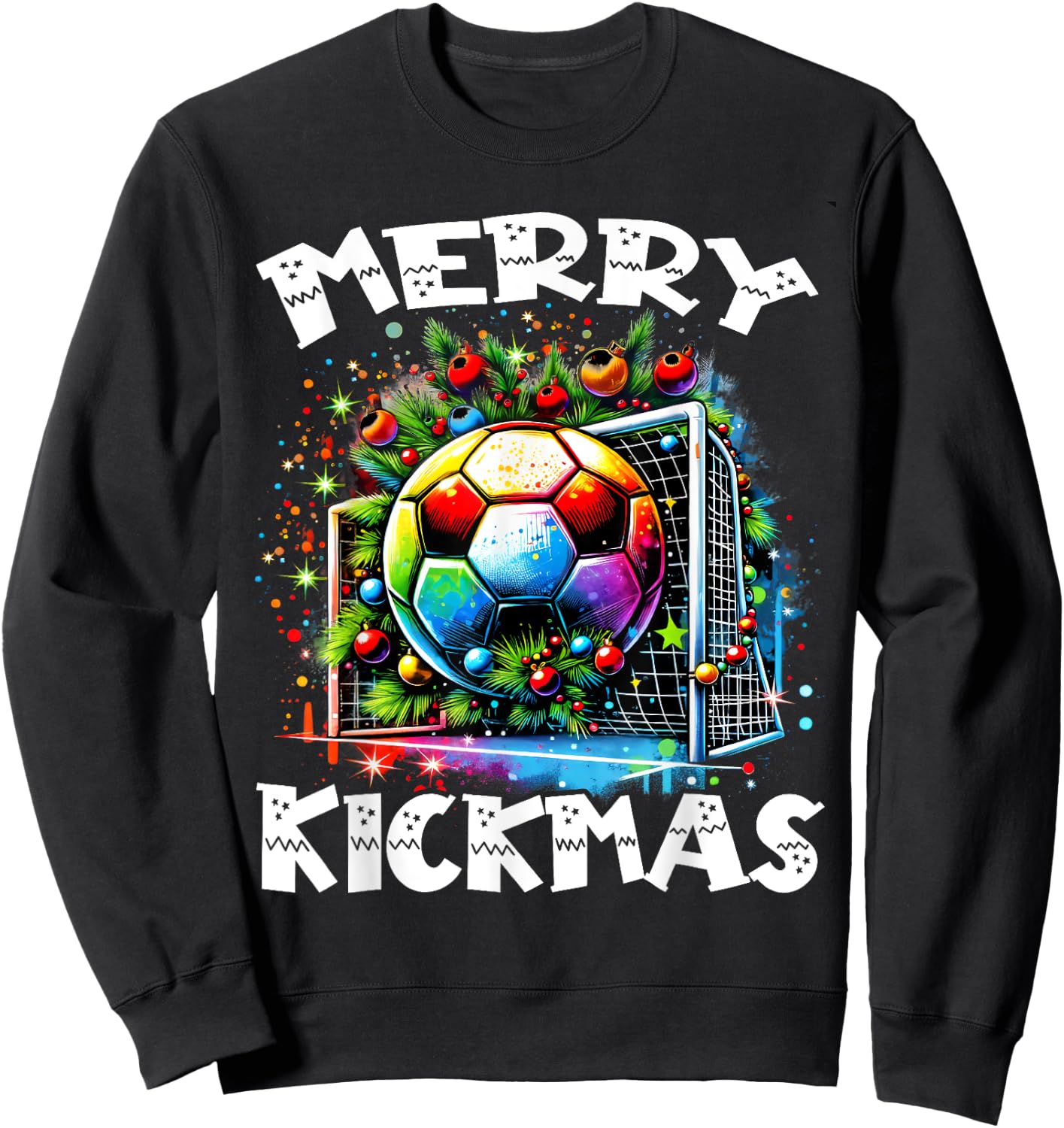 Merry Kickmas Soccer Ball Soccer Player Merry Christmas Sweatshirt - Sweatshirt | Black