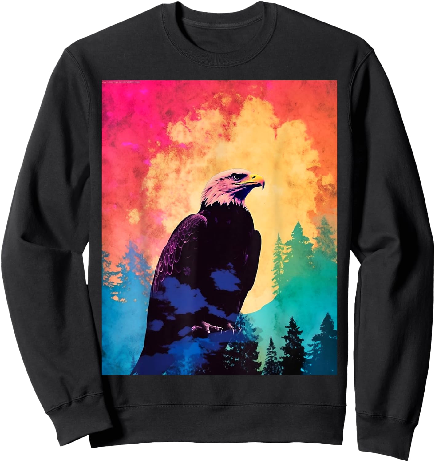 Majestic Eagle Silhouette: Freedom's Colors Sweatshirt - Sweatshirt | Black