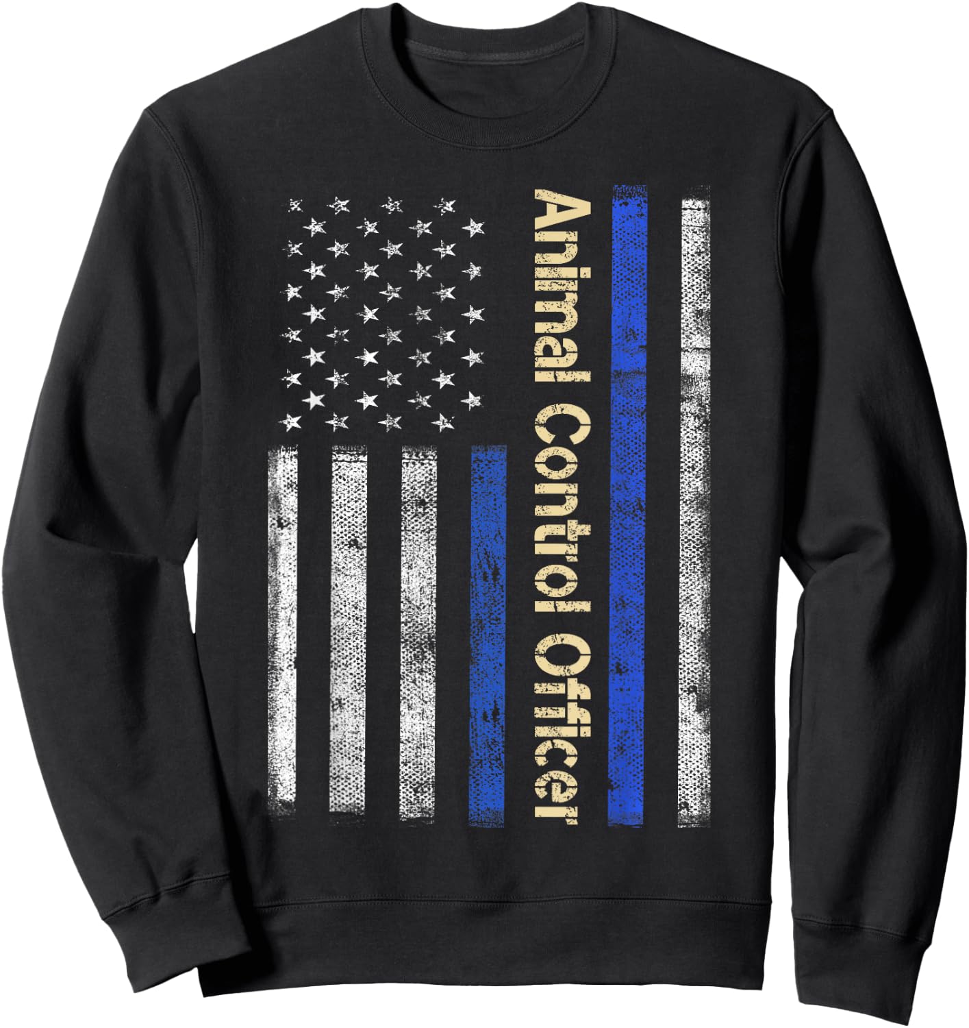 Vintage USA Animal Control Officer American Flag Patriotic Sweatshirt - Sweatshirt | Black