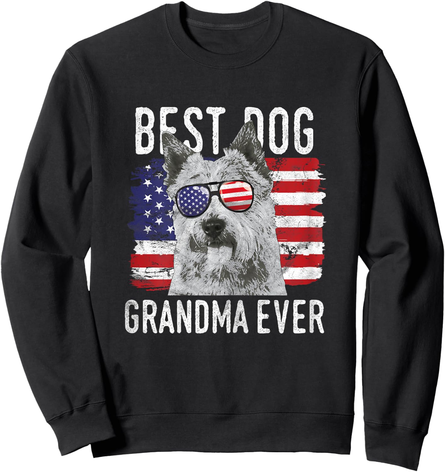 American Flag Best Dog Grandma Ever Norwich Terriers USA Sweatshirt - Sweatshirt | Black