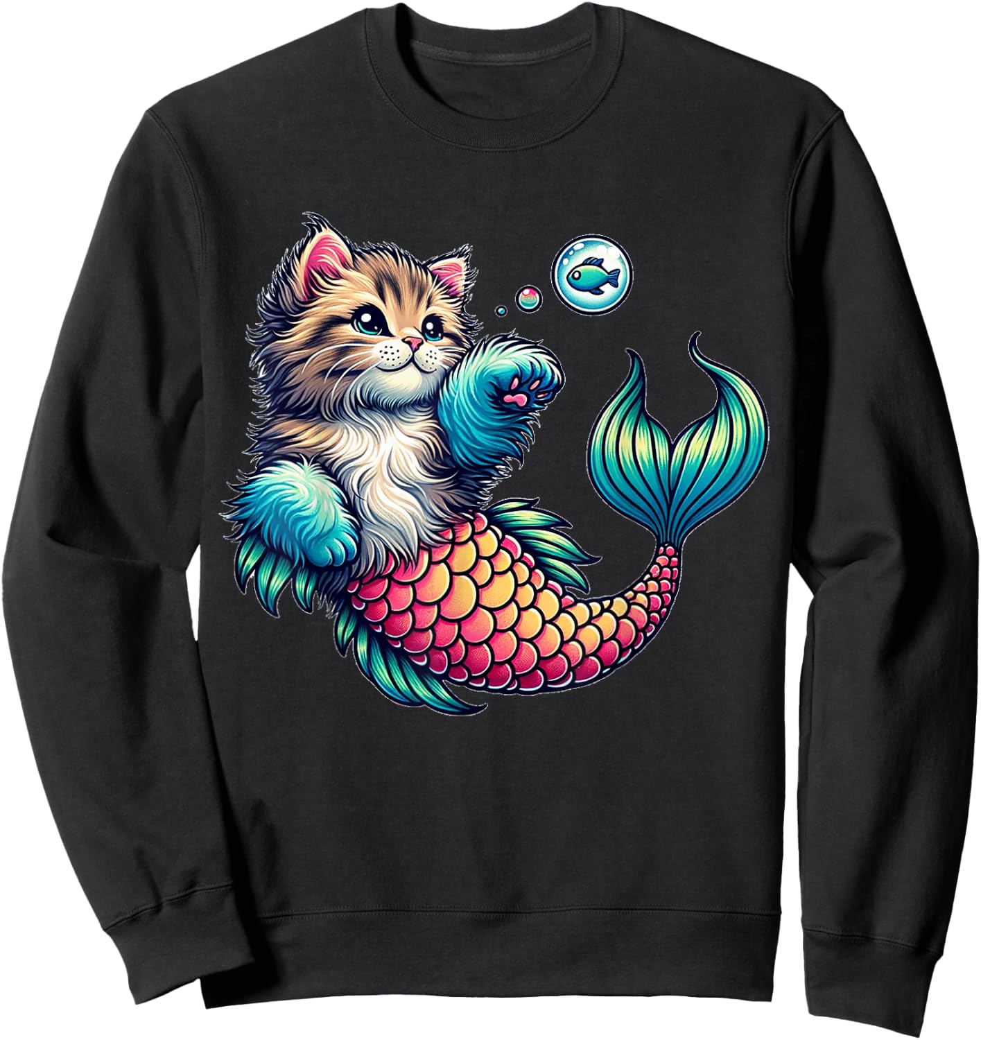 Purrmaid Cat Mermaid for Mermaid Lovers Cat Moms & Girls Sweatshirt - Sweatshirt | Black