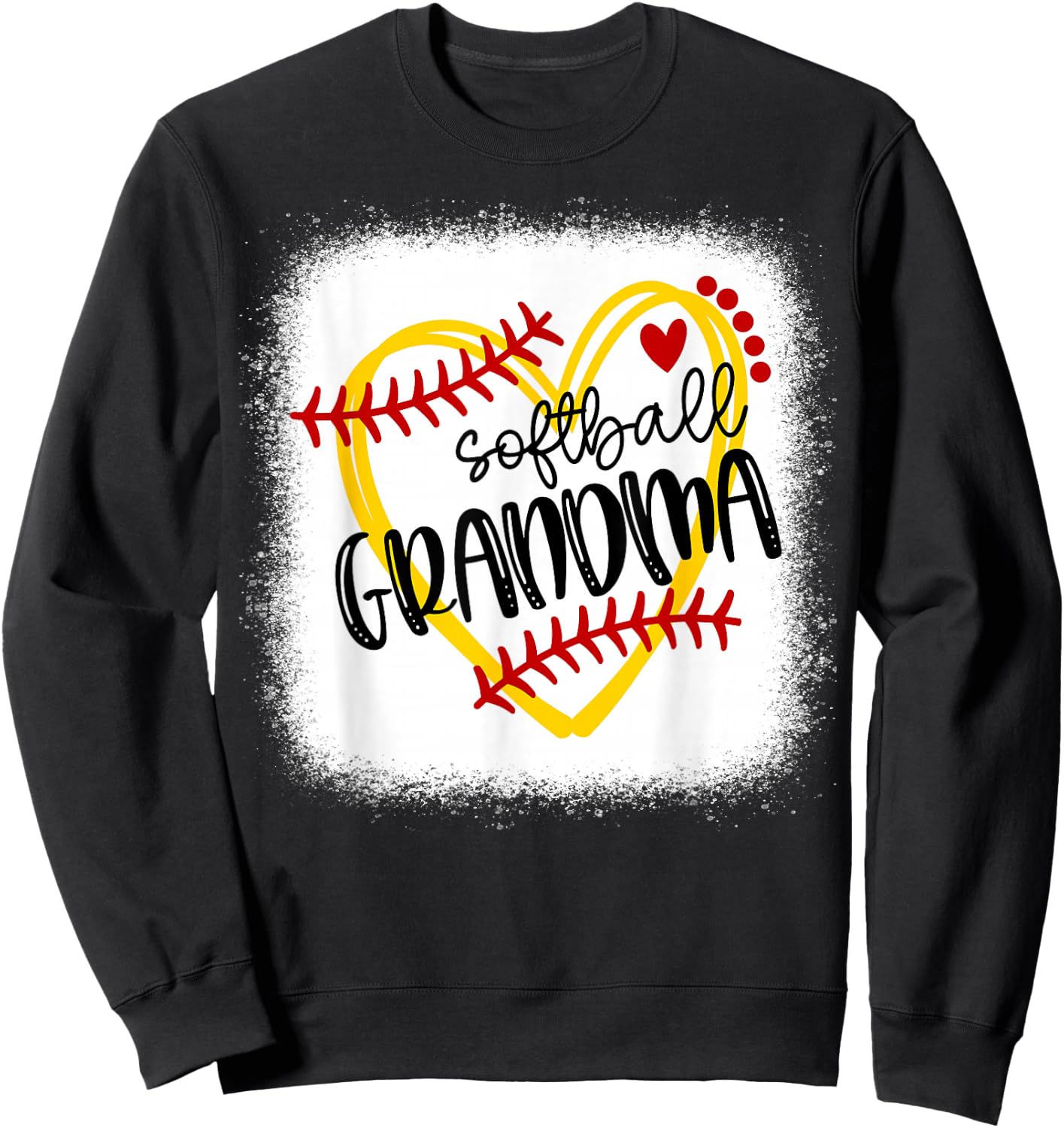 Personalized Softball Heart Cute Grandma Women Softball Sweatshirt - Sweatshirt | Black
