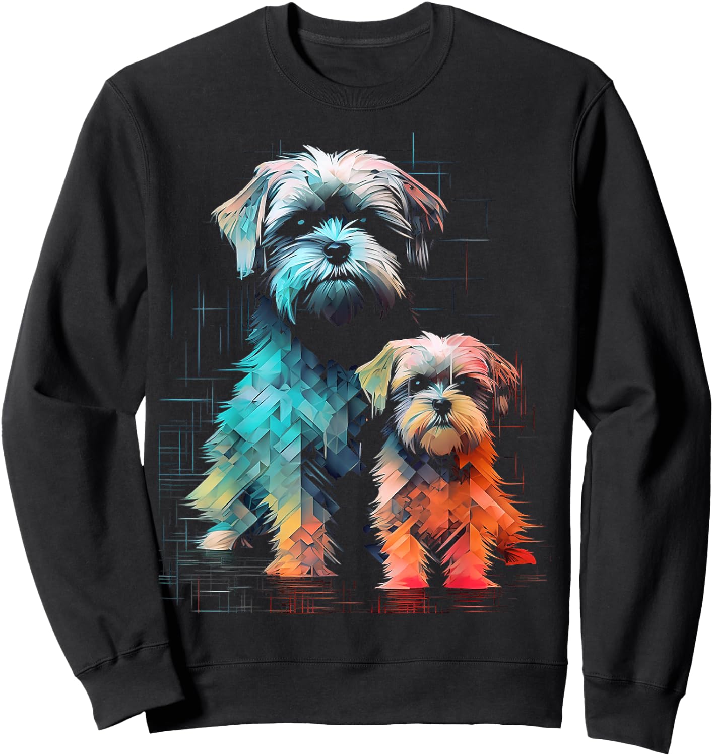 Shih Tzu Dog Geometric Polygon Art Graphic Shih Tzu Sweatshirt - Sweatshirt | Black