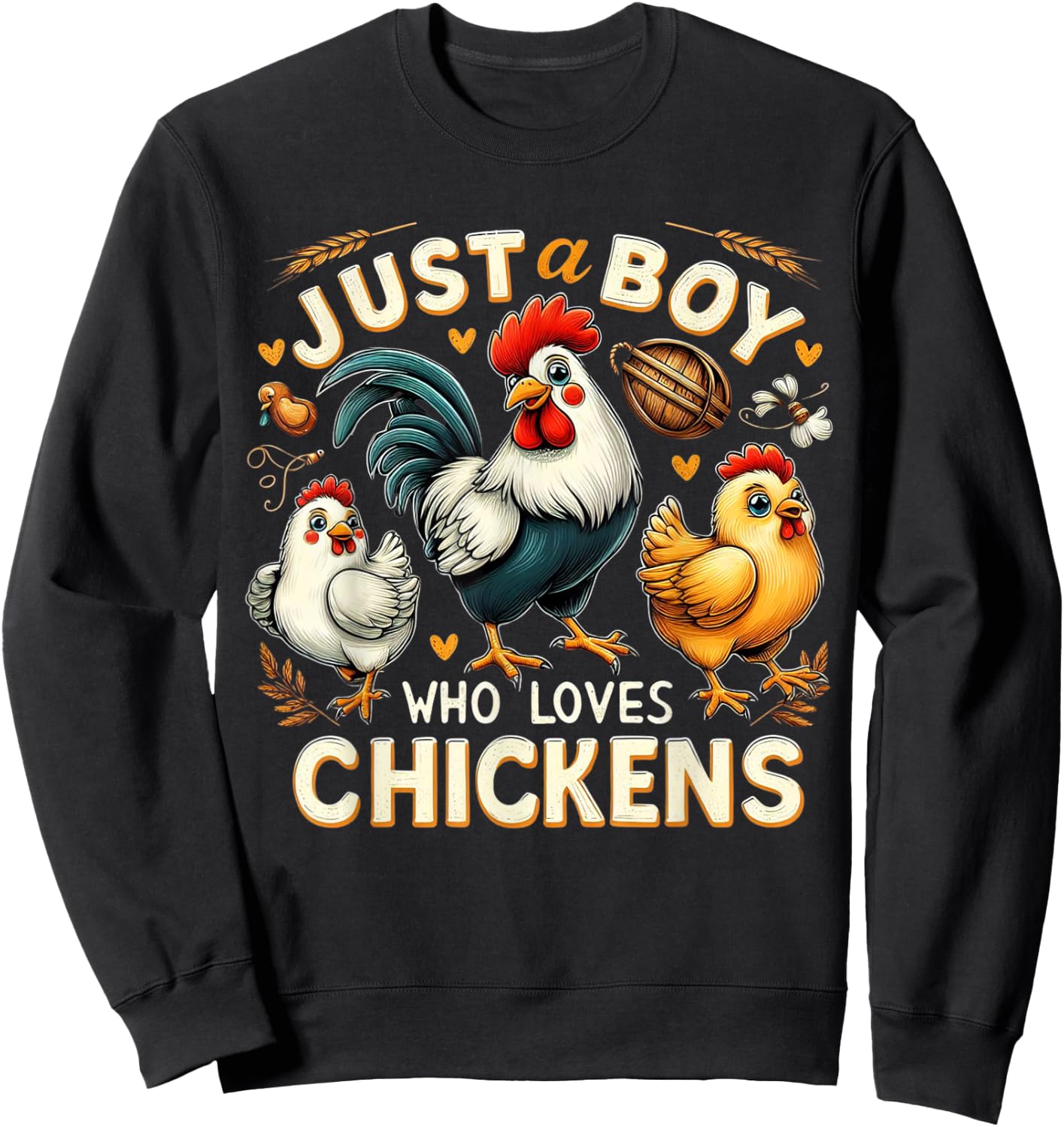 Just a boy who loves Chickens | Farm chicken animal lover Sweatshirt - Sweatshirt | Black