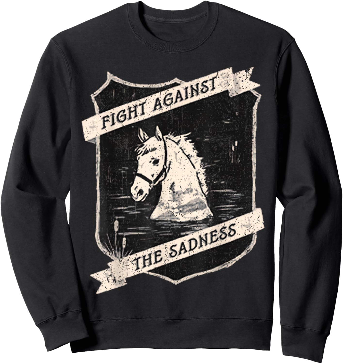 Vintage Fight Against The Sadness Sweatshirt - Sweatshirt | Black