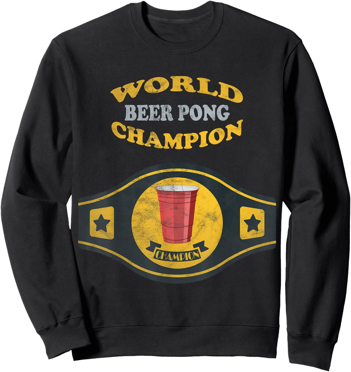 Beer Pong World Champion Vintage Retro Sweatshirt - Sweatshirt | Black