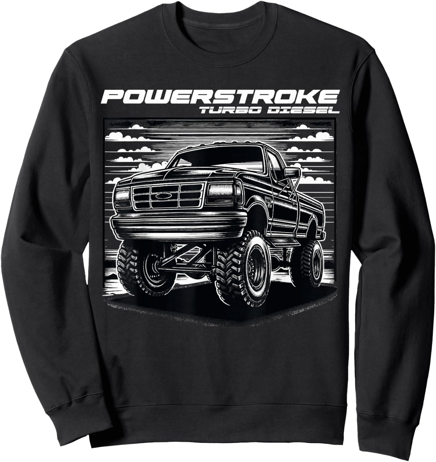 OBS Single Cab Old Body Style Retro Powerstroke Diesel Truck Sweatshirt - Sweatshirt | Black