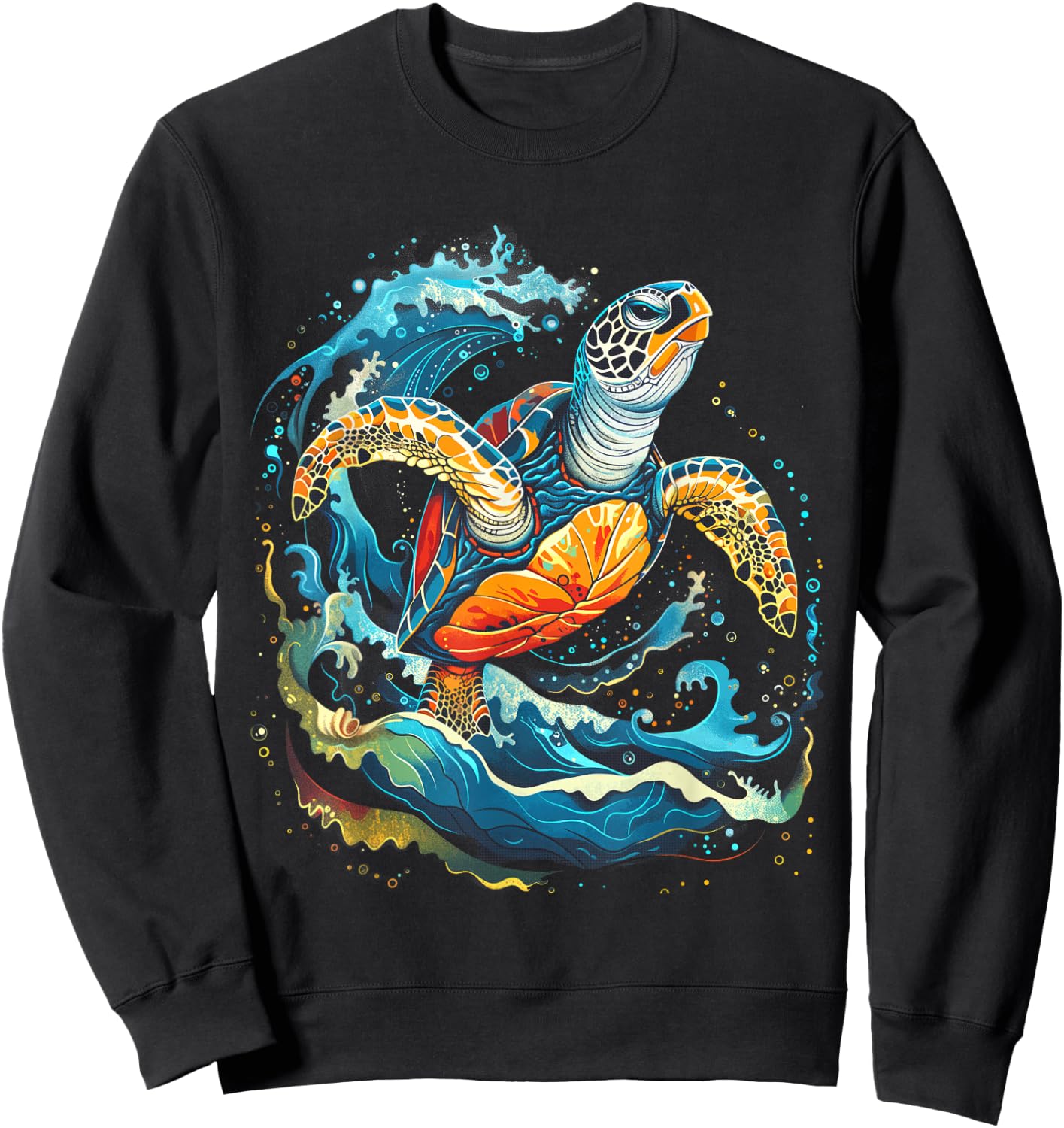 Sea Turtle Beach Lover Ocean Animal Graphic Novelty Sweatshirt - Sweatshirt | Black