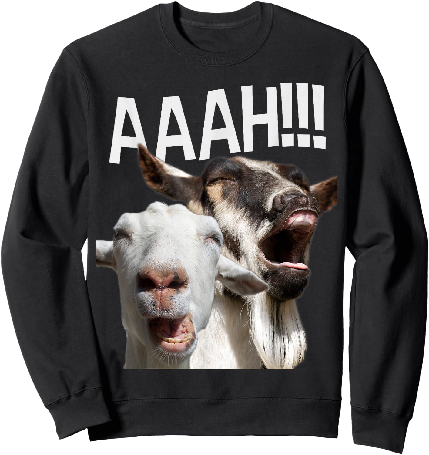 Screaming Goats AAAH!!! Funny Crazy Goat Lover Print Sweatshirt - Sweatshirt | Black