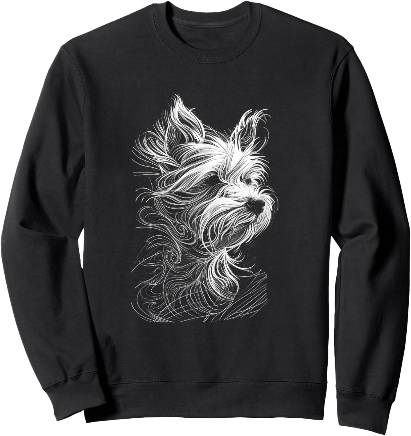 Fun Yorkshire Terrier Dog Lover Simple Sketch Yorkie Sweatshirt - Sweatshirt | Black