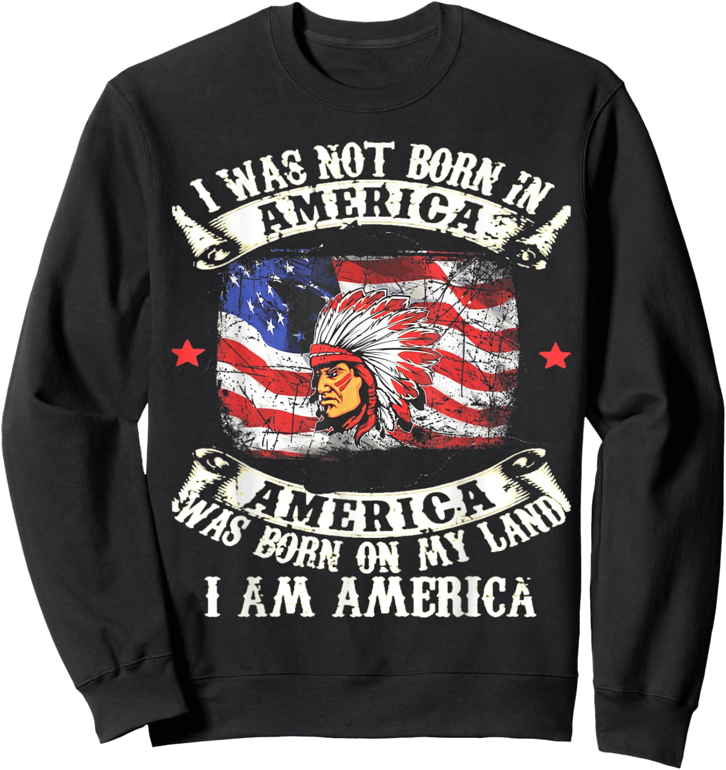 I Was Not Born In America Was Born On My Land Native Gift Sweatshirt - Sweatshirt | Black