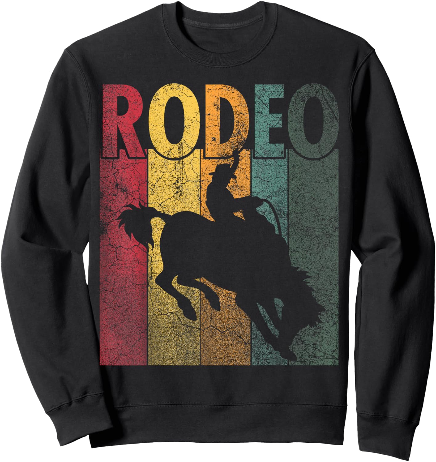 Rodeo Retro Style Cowboy Horse Riding Vintage Men Women Sweatshirt - Sweatshirt | Black