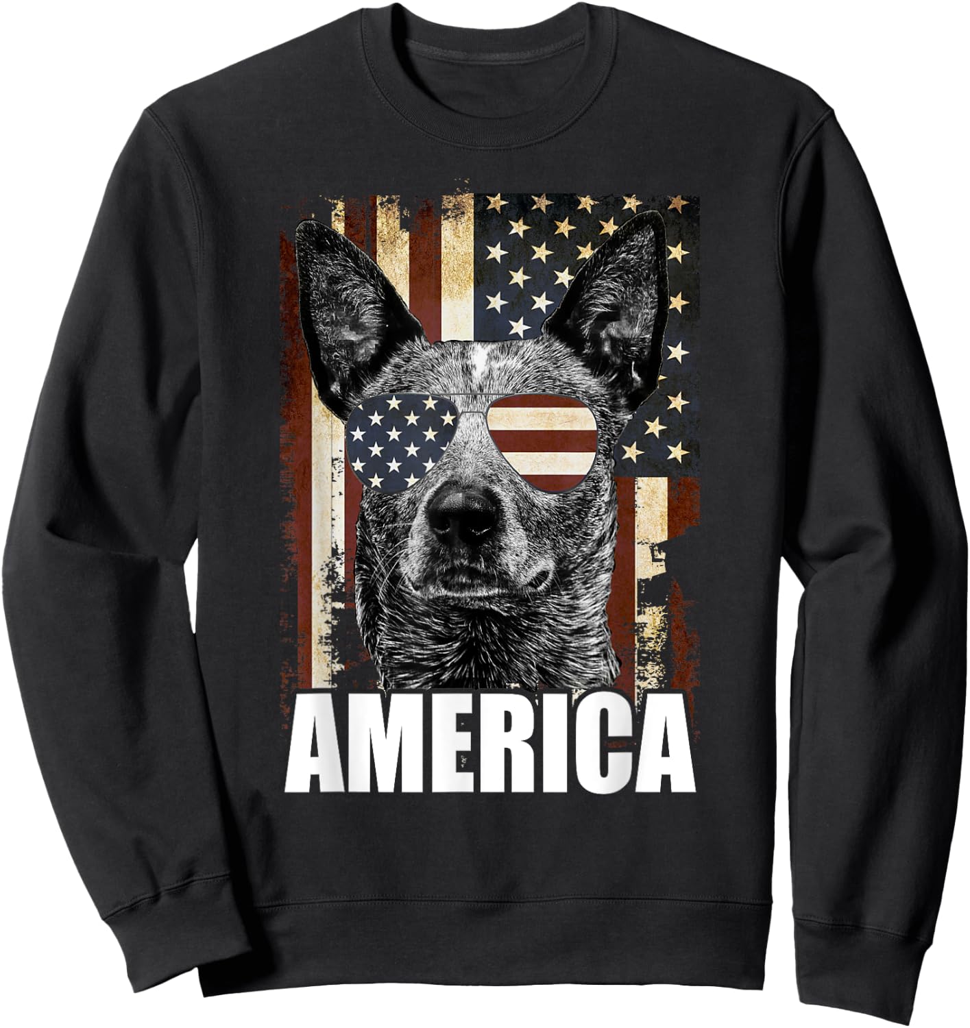 4th Of July Australian Cattle Dog Lover Patriotic Merica Women Men Sweatshirt - Sweatshirt | Black