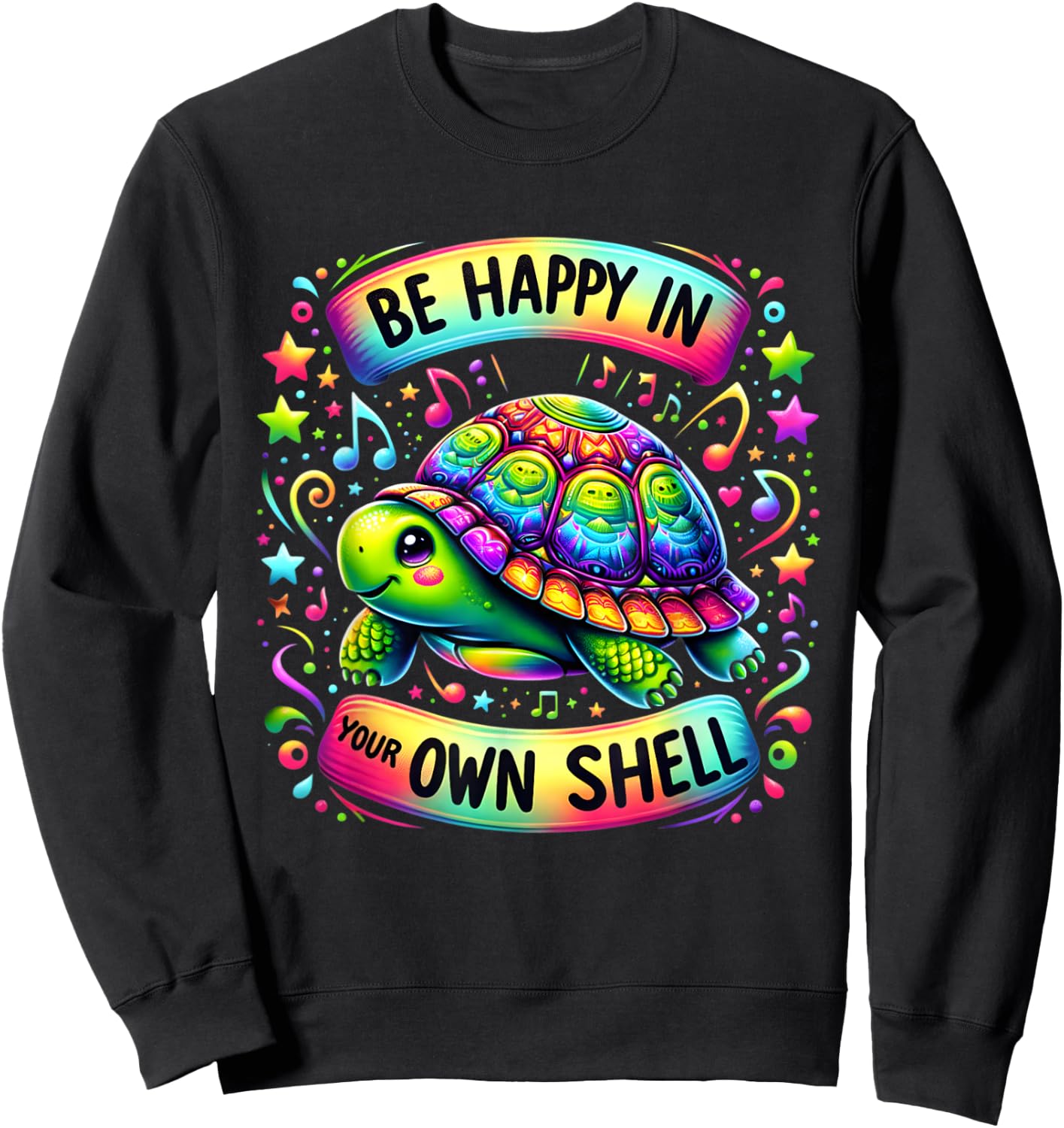 Be Happy In Your Own Shell Autism Awareness funny turtle Sweatshirt - Sweatshirt | Black