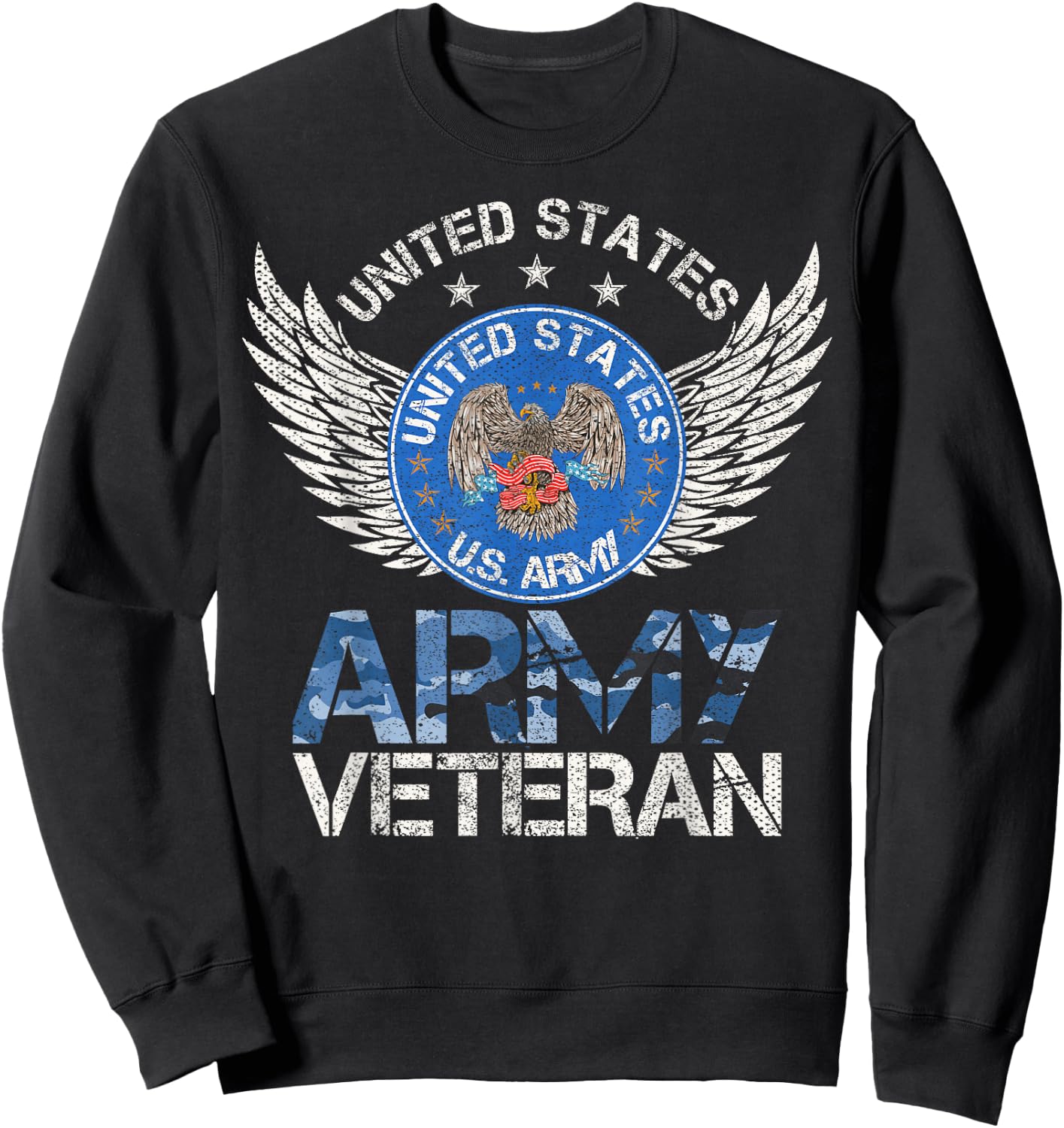 Vintage United States Army Veteran Gift U.S Military Veteran Sweatshirt - Sweatshirt | Black