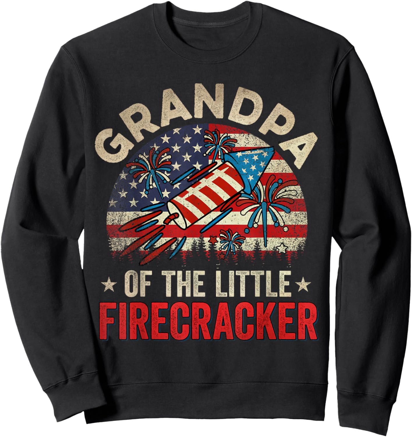 4th Of July Birthday Grandpa Of The Little Firecracker Sweatshirt - Sweatshirt | Black