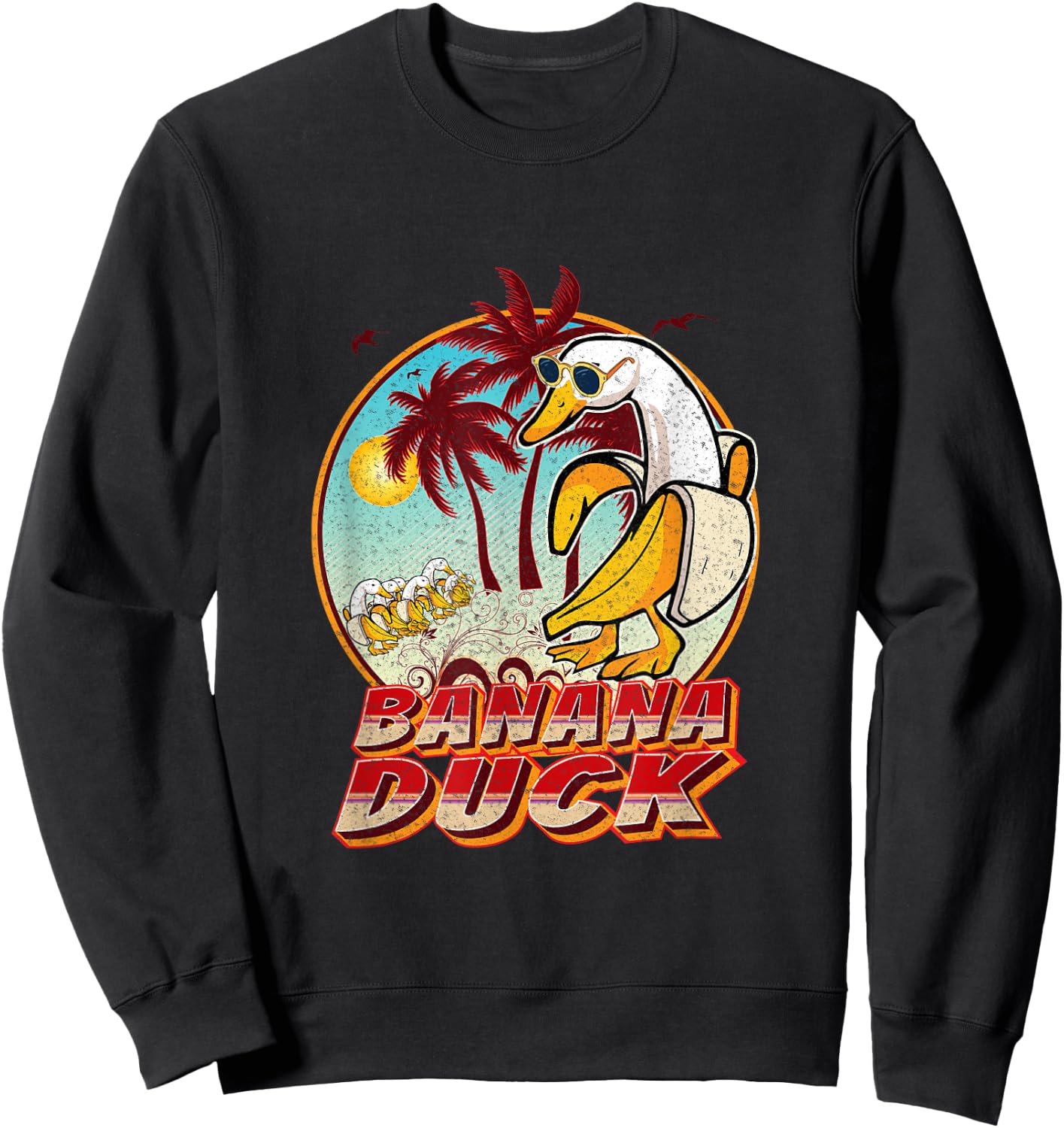 Banana Duck - - Summer Beach Vintage Retro Sweatshirt - Sweatshirt | Black