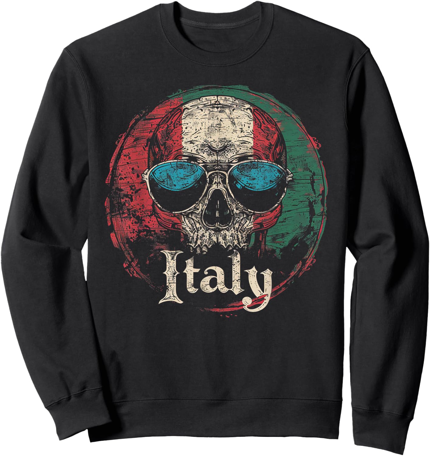 Italian Italy Flag - Skull Skeleton Vintage Country Family Sweatshirt - Sweatshirt | Black
