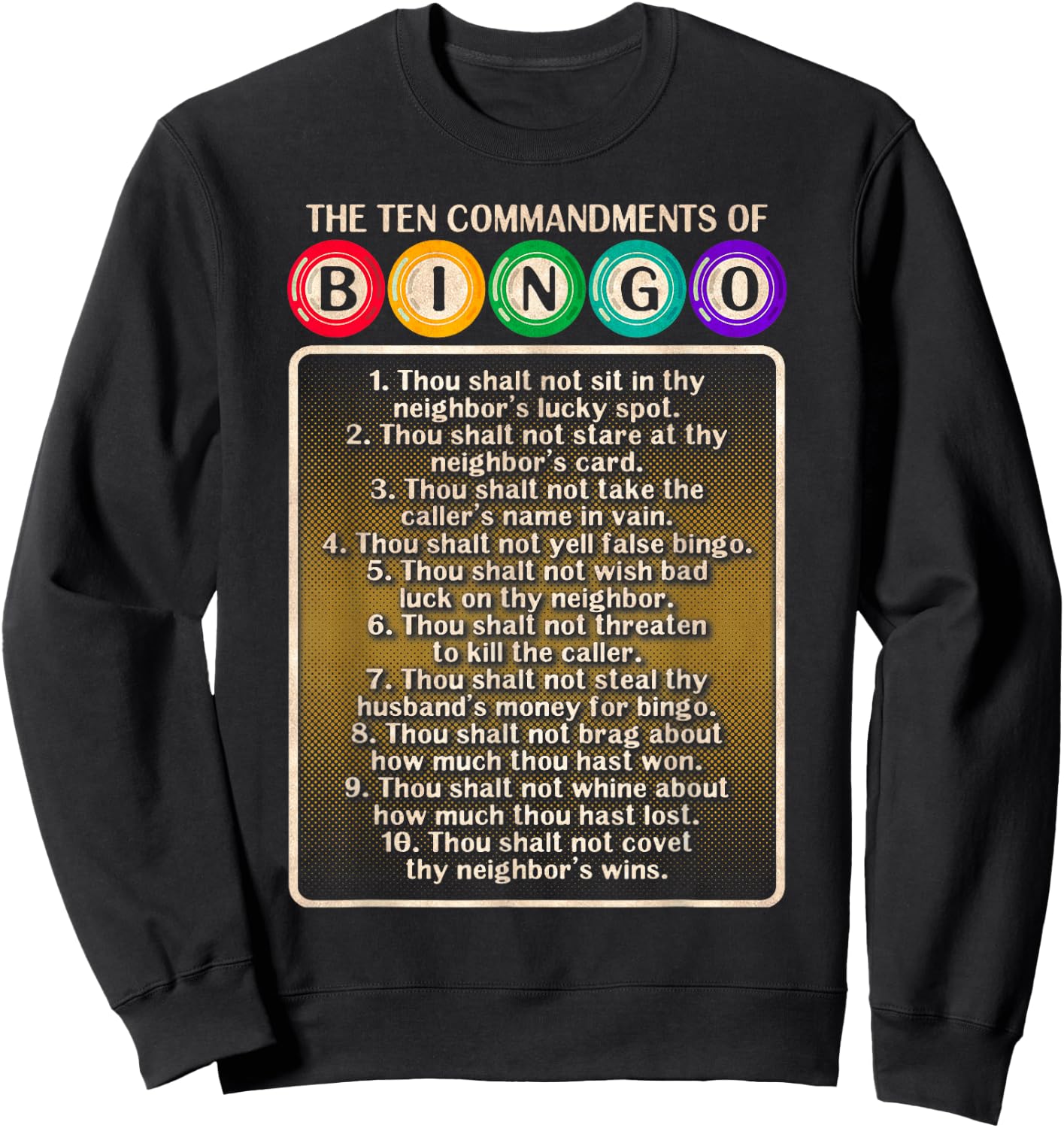 10 Commandments Of Bingo - Bingo Player Sweatshirt - Sweatshirt | Black