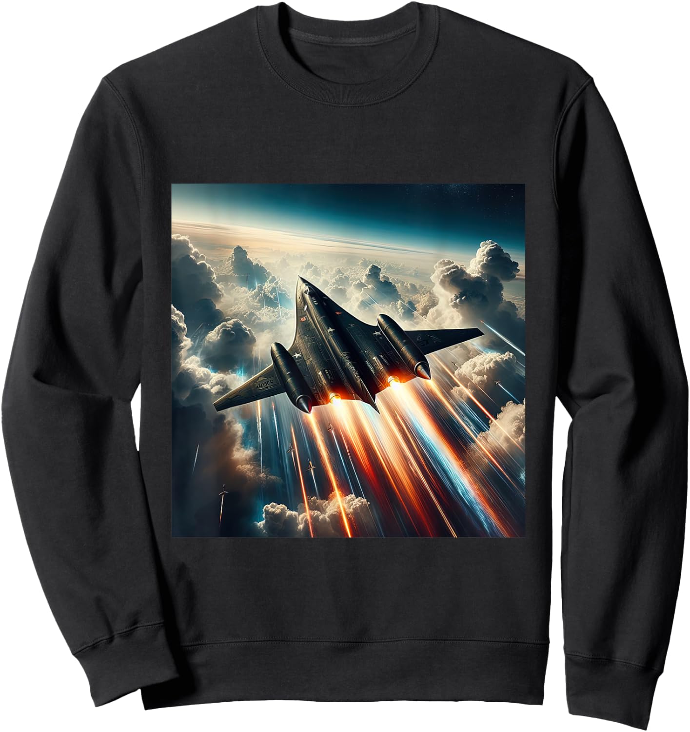 SR 71 Blackbird Fighter Jet Military Aircraft Sweatshirt - Sweatshirt | Black