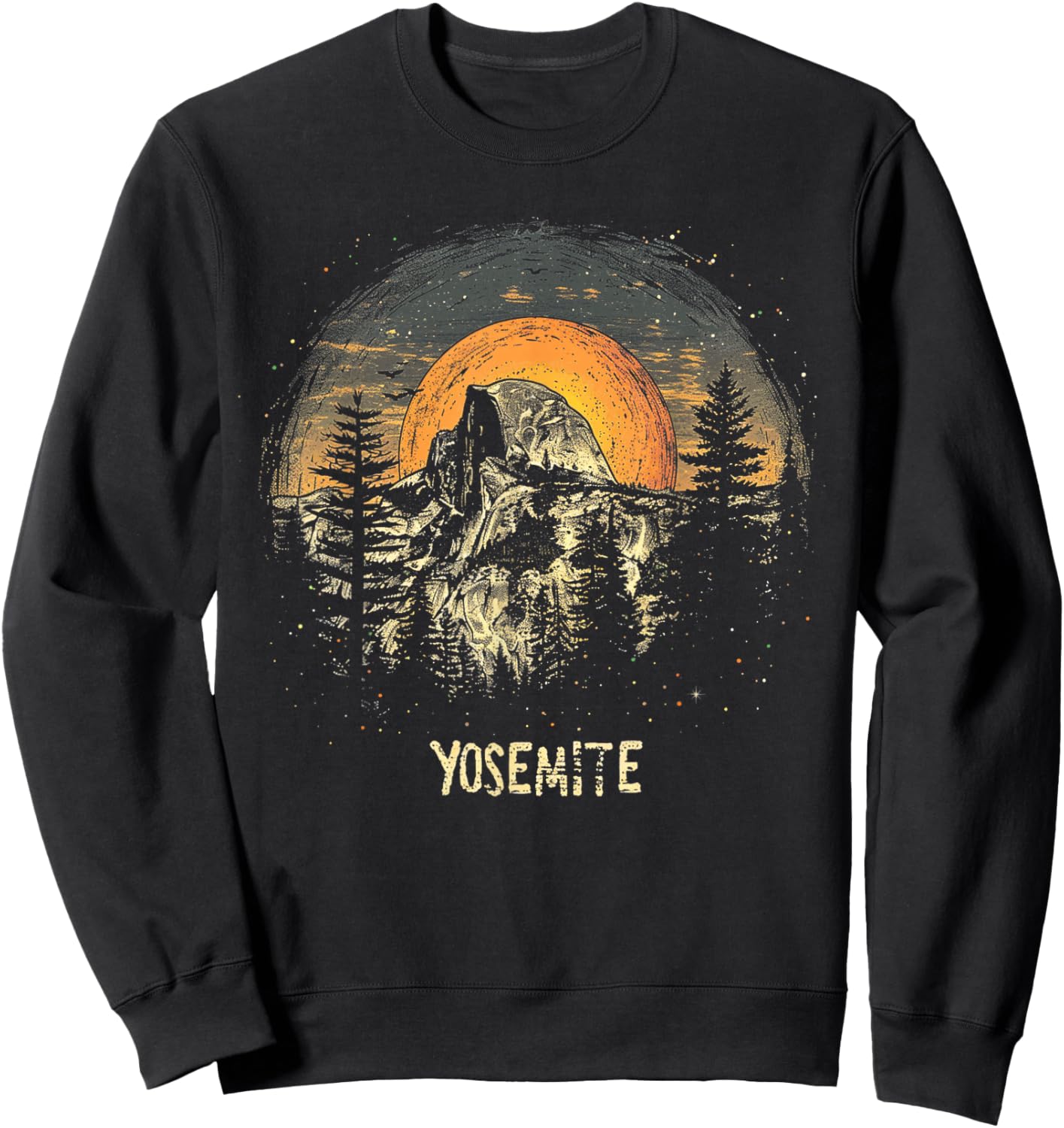 Yosemite - US National Park Vintage Men Women Kids Retro Sweatshirt - Sweatshirt | Black