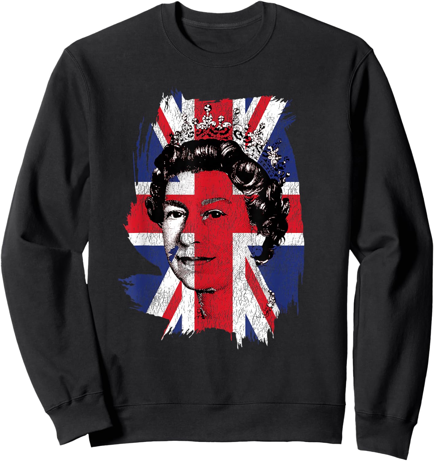 Elizabeth Queen of England Union Jack Flag Queen of England Sweatshirt - Sweatshirt | Black