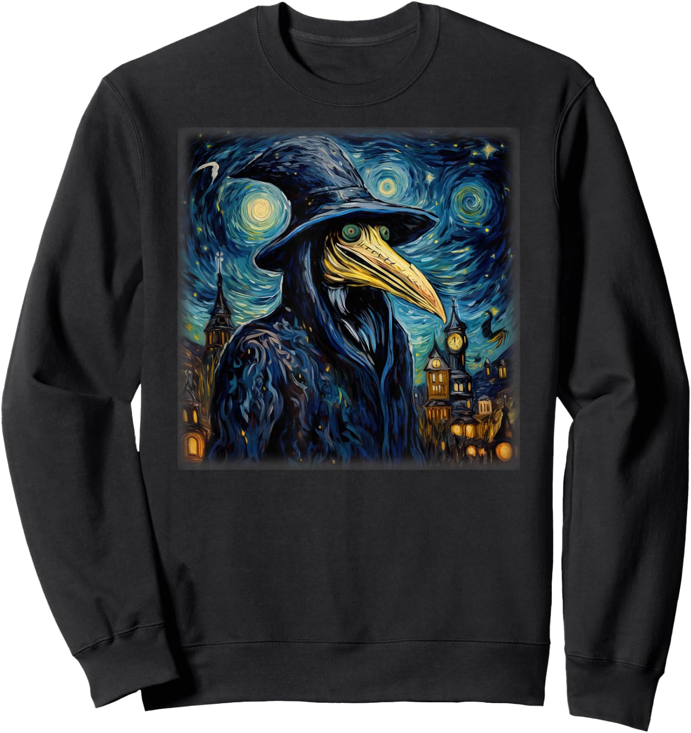Funny Plague Doctor Starry Night Van Gogh leeches medical Sweatshirt - Sweatshirt | Black