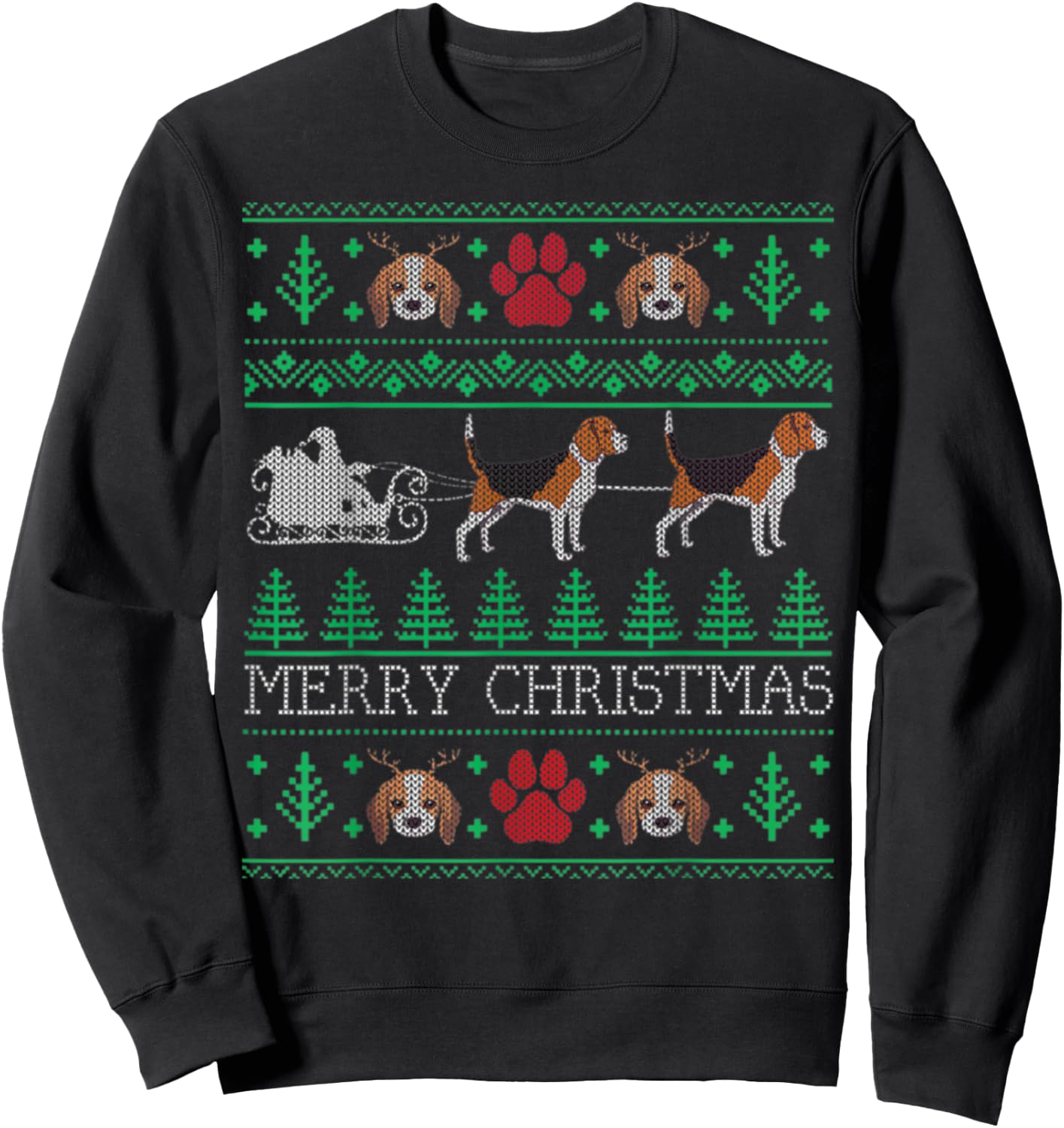 Funny Dog Beagle Ugly Christmas Sweaters Men Women Sweatshirt - Sweatshirt | Black