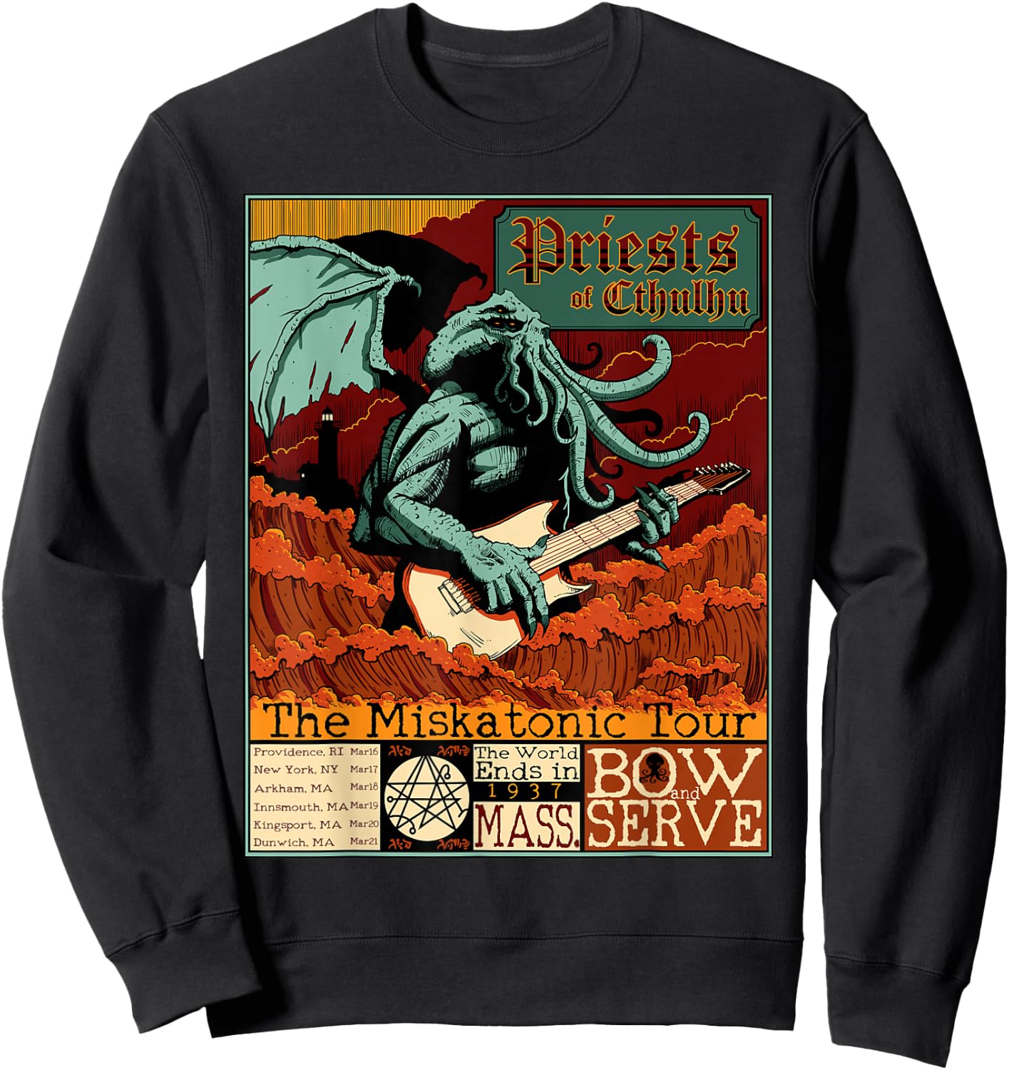 Miskatonic Cthulhu Great Rock Cosmic Horror Metal Concert Sweatshirt - Sweatshirt | Black