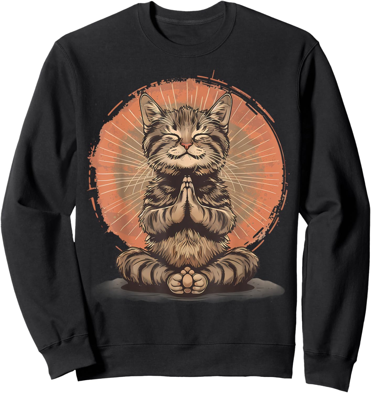 Cat Meditation Zen Buddha Hindu Buddhist Spirituality Sweatshirt - Sweatshirt | Black