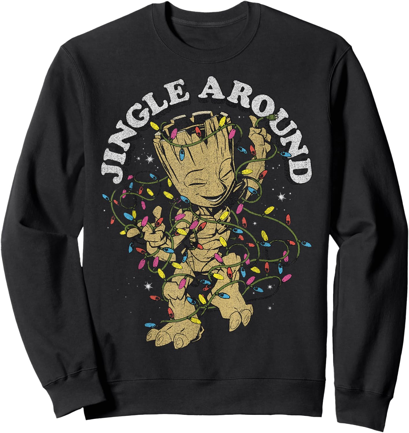 Marvel Christmas Groot Jingle Around Portrait Sweatshirt - Sweatshirt | Black