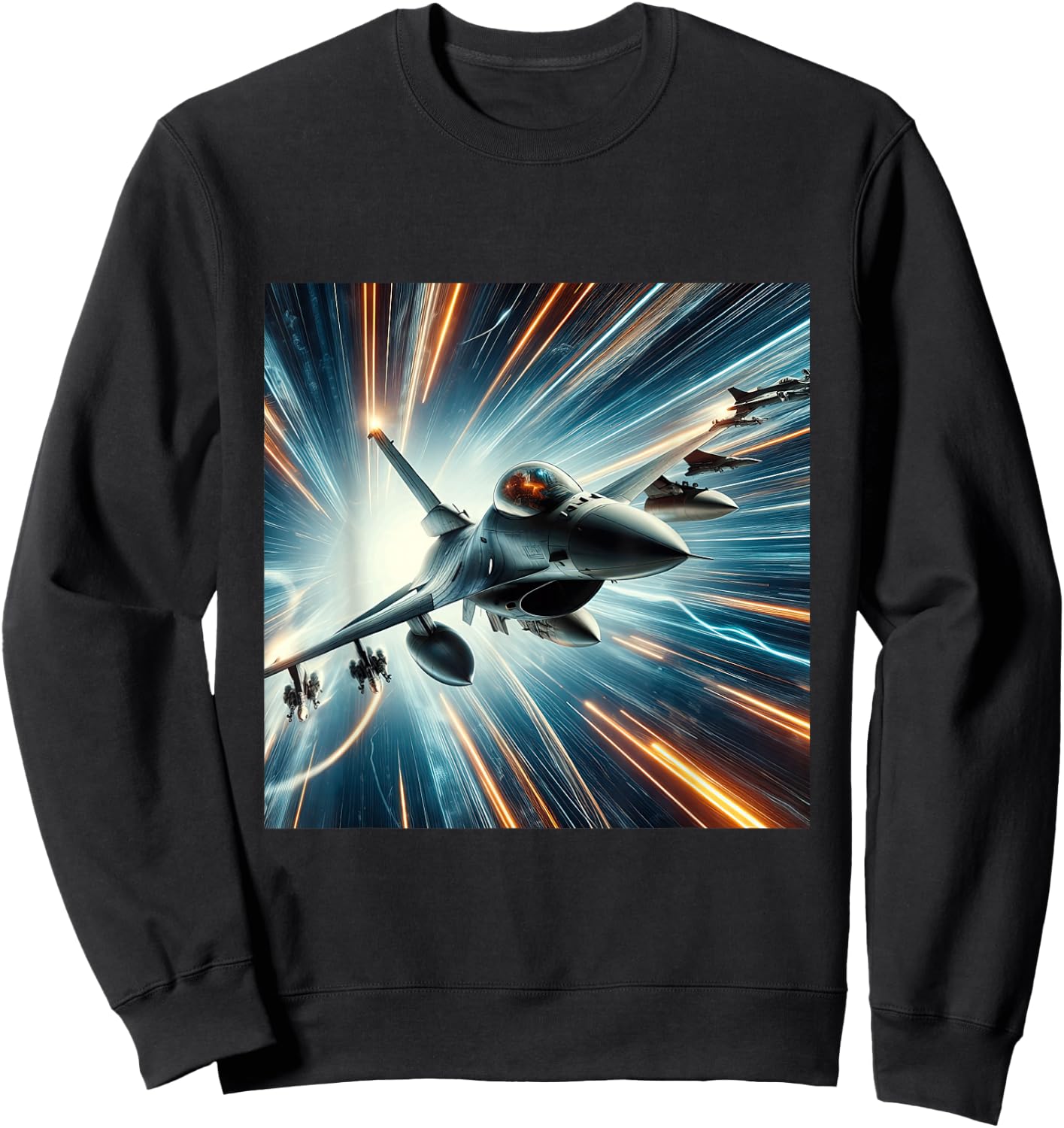 F-16 Fighting Falcon Fighter Jet Military Aircraft Sweatshirt - Sweatshirt | Black