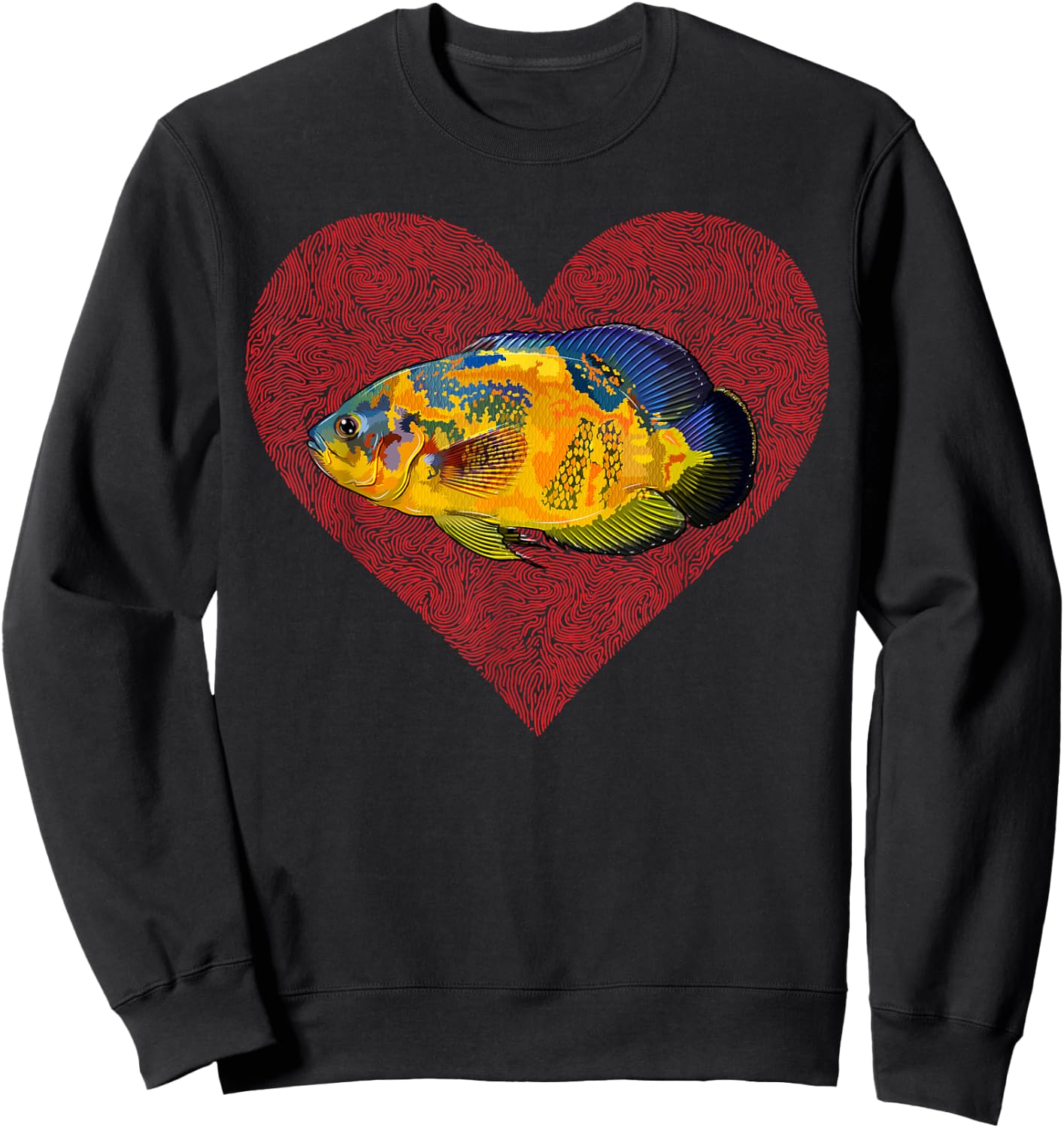 Oscars Valentines Day Fish Love Fingerprint Sweatshirt - Sweatshirt | Black