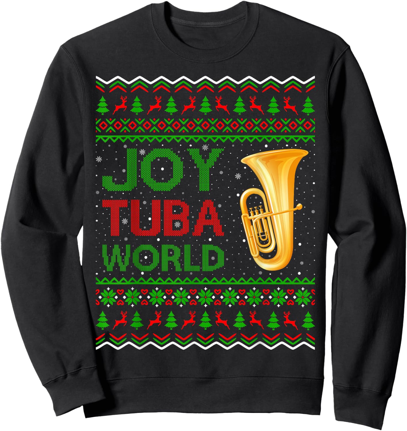 Joy Tuba World Music Lover Xmas Gift Ugly Tuba Christmas Sweatshirt - Sweatshirt | Black