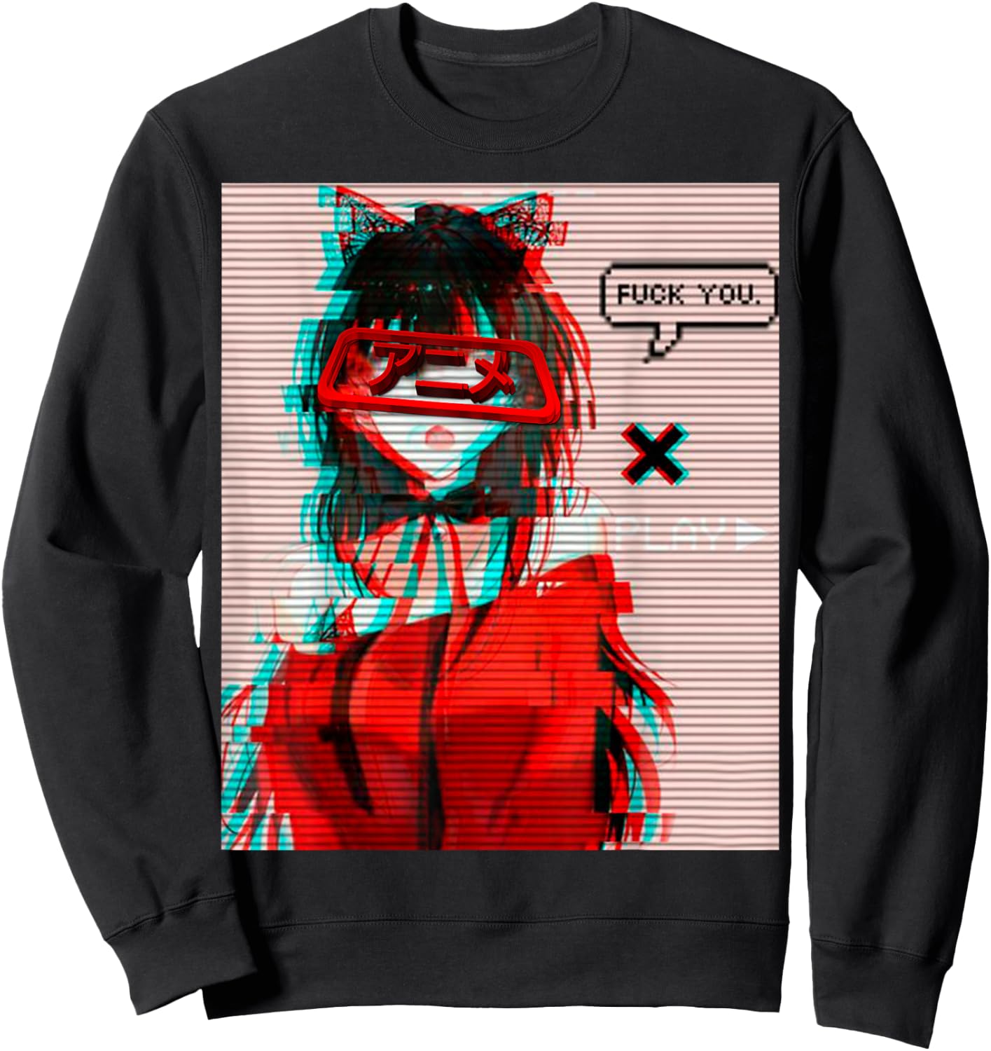 Aesthetic Vaporwave Japanese Futurism Anime Retro Hentai Sweatshirt - Sweatshirt | Black