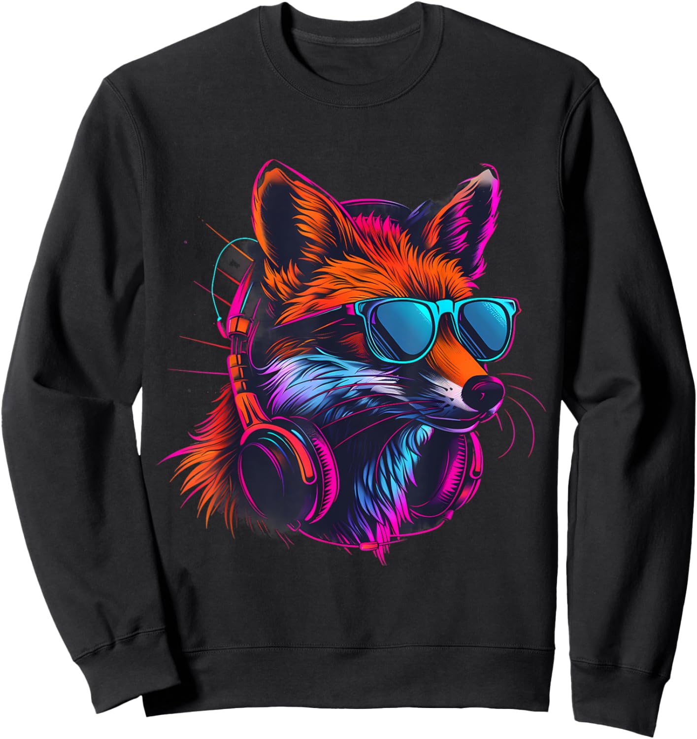 DJ Fox House Music Headphones Beatmaker Techno Fox Lover EDM Sweatshirt - Sweatshirt | Black