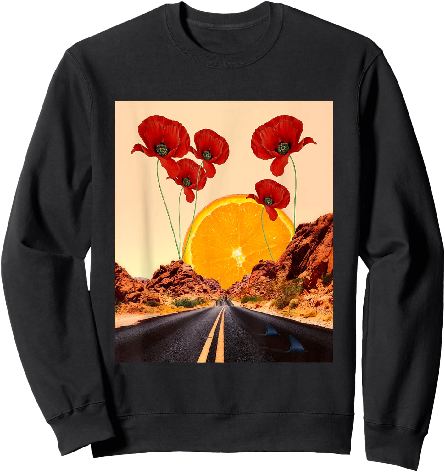 Mojave Desert - Nevada Road - Digital Collage Art - Classic Sweatshirt - Sweatshirt | Black