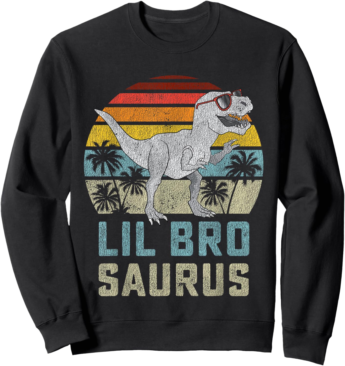 Lilbrosaurus T Rex Dinosaur Lil Bro Saurus Brother Family Sweatshirt - Sweatshirt | Black