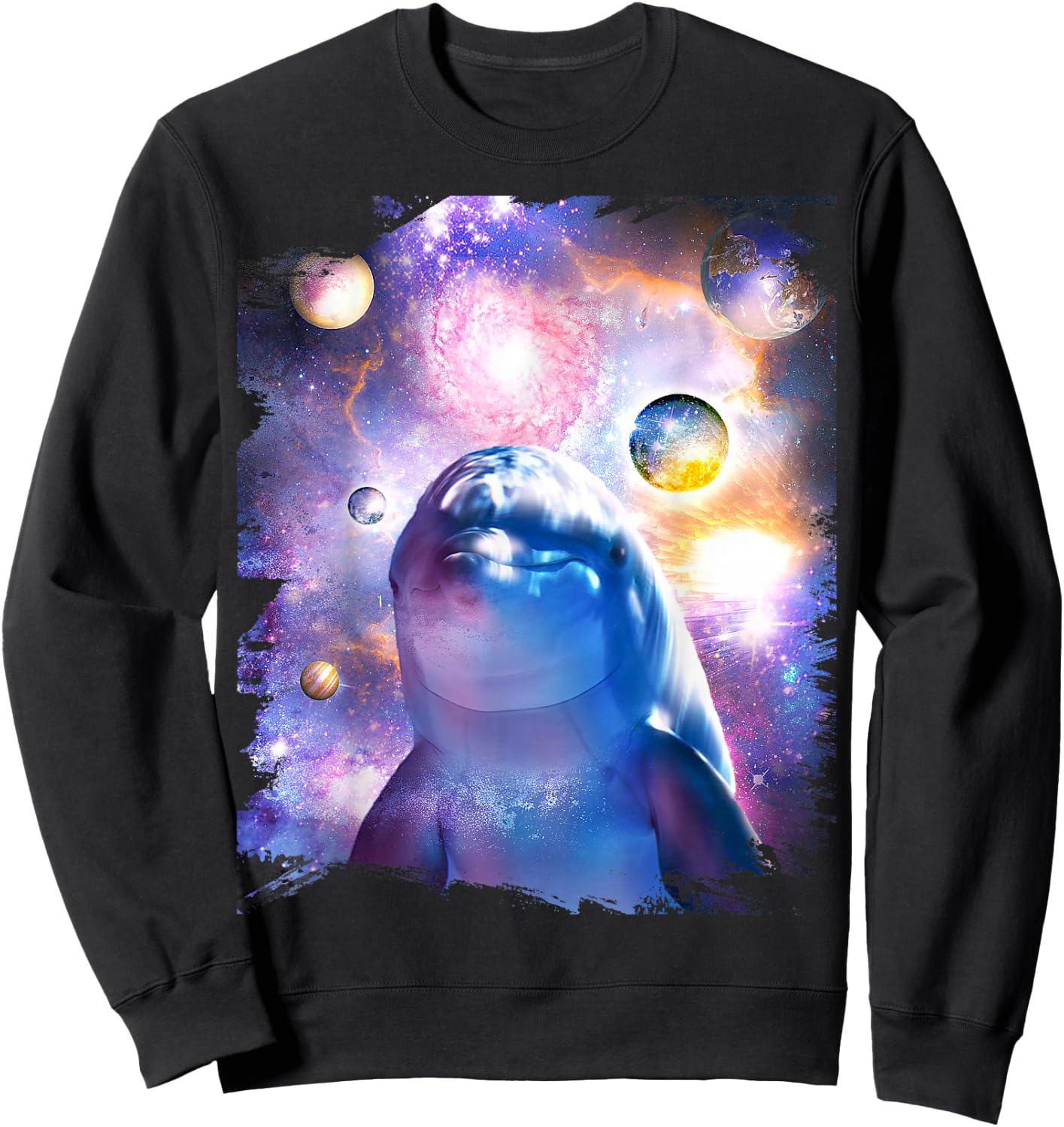 Galaxy Dolphin - Dolphins in Space Sweatshirt - Sweatshirt | Black