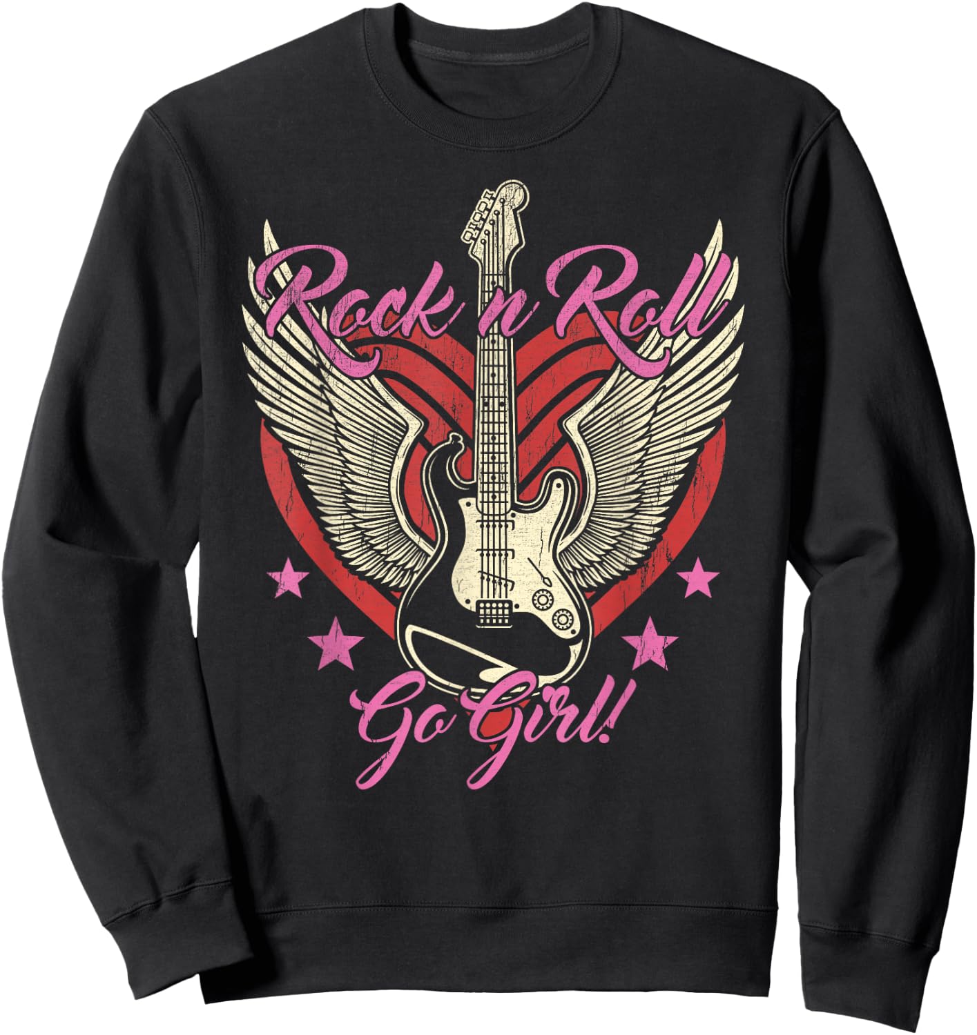Rock and Roll Guitar Vintage ROCK Women Music Sweatshirt - Sweatshirt | Black
