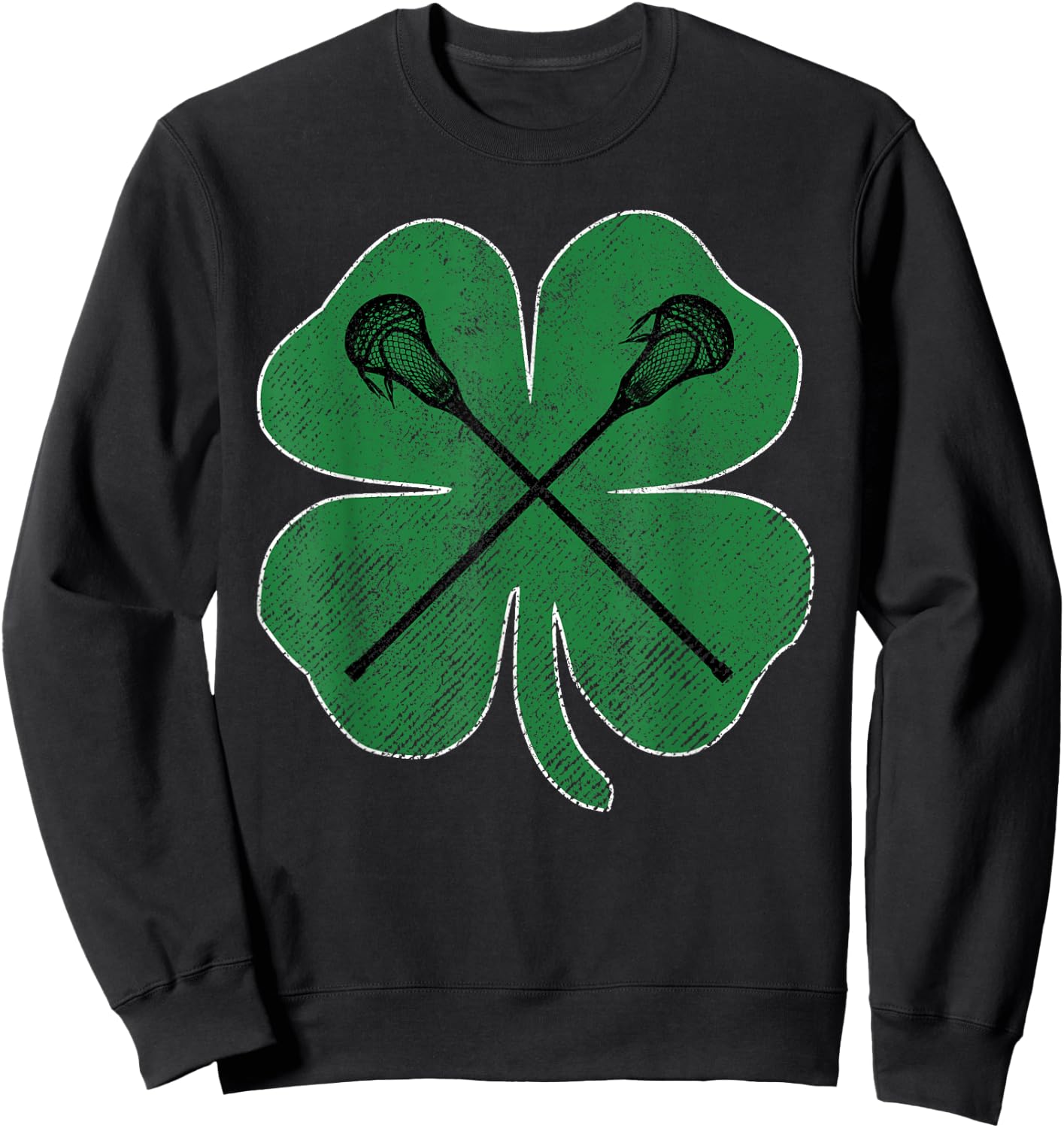 St Patrick's Day Green Shamrock Lacrosse Irish Men Boys Sweatshirt - Sweatshirt | Black
