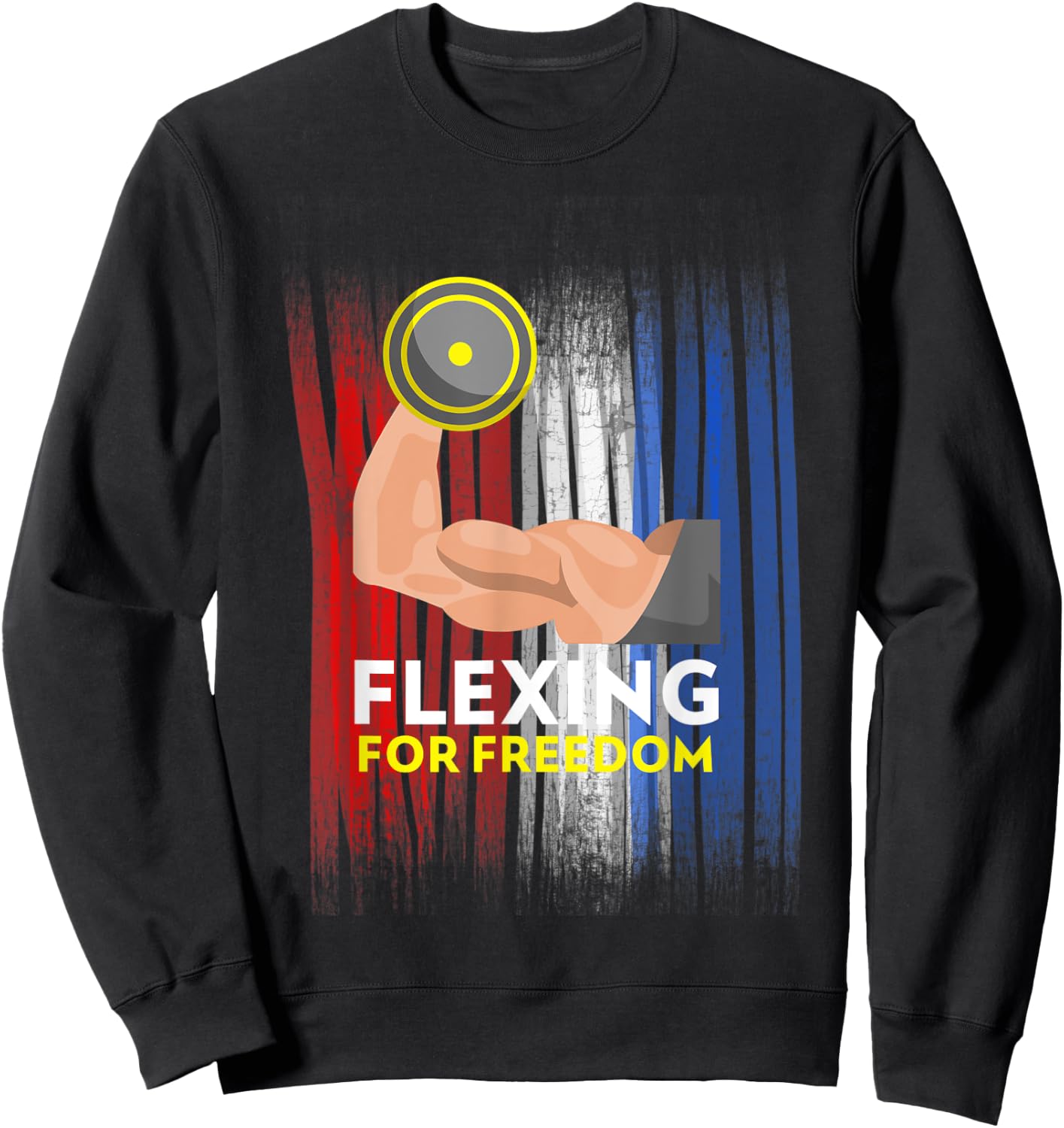 4th of July Weight Lifter Workout Muscles Gym Rat Women Kids Men Sweatshirt - Sweatshirt | Black