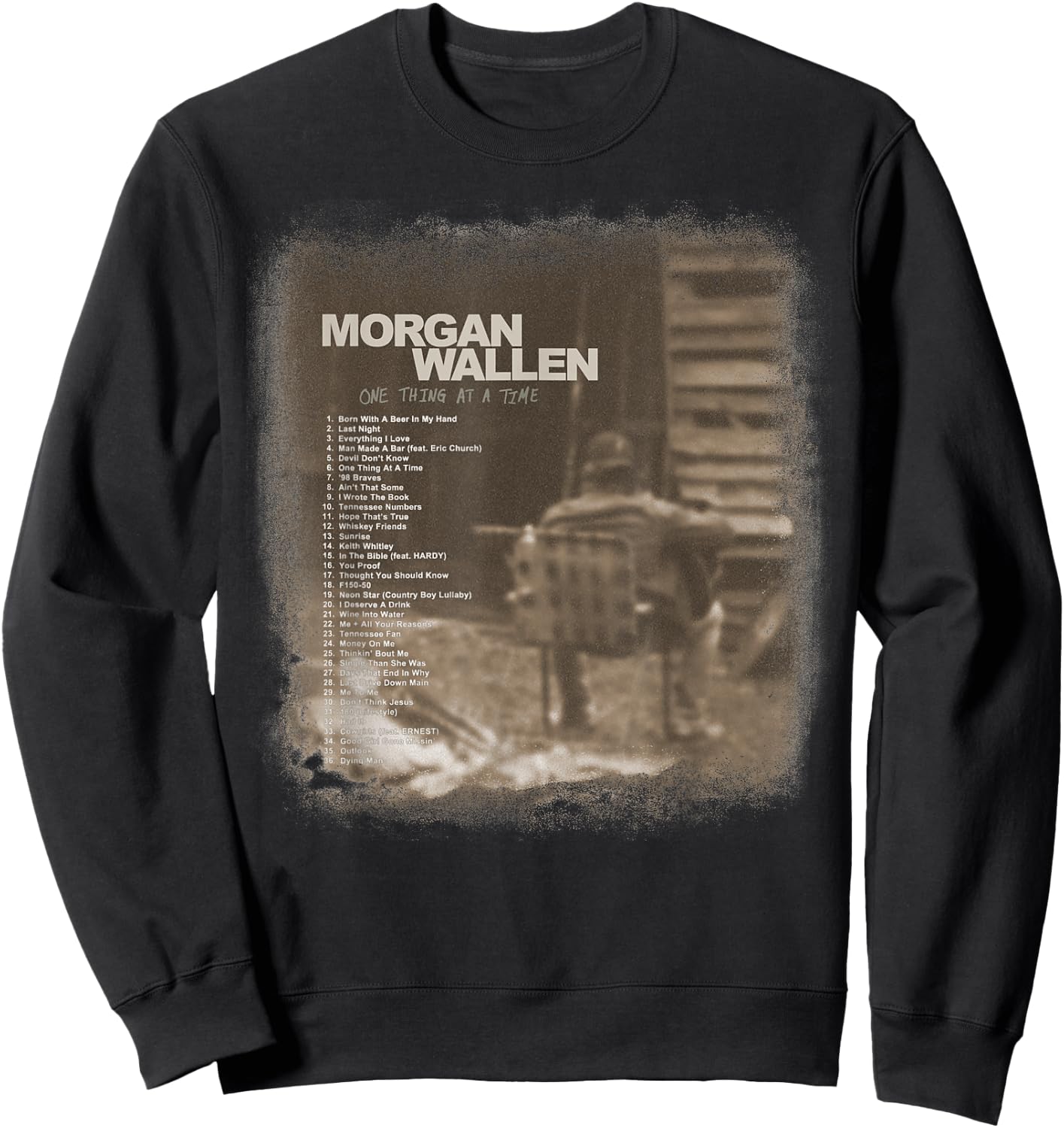 Official Morgan Wallen Tracklist Sweatshirt - Sweatshirt | Black