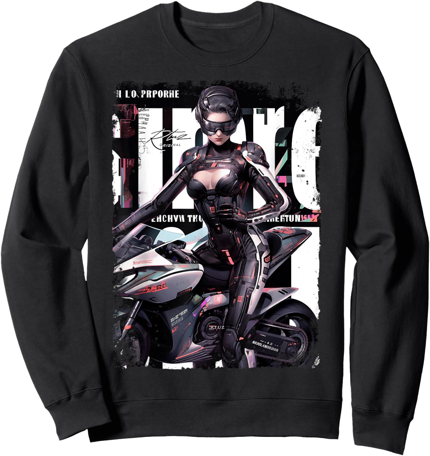 Supersport bike Superbike Pin-up girl racing motorcycle Sweatshirt - Sweatshirt | Black