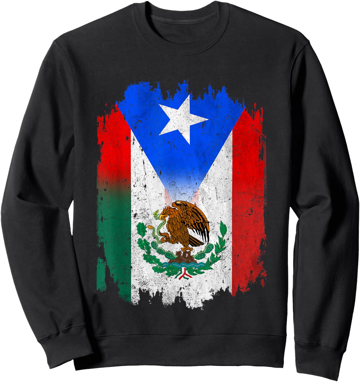 Mexican Mexican Flag Puerto Rico Flag Boricua Sweatshirt - Sweatshirt | Black