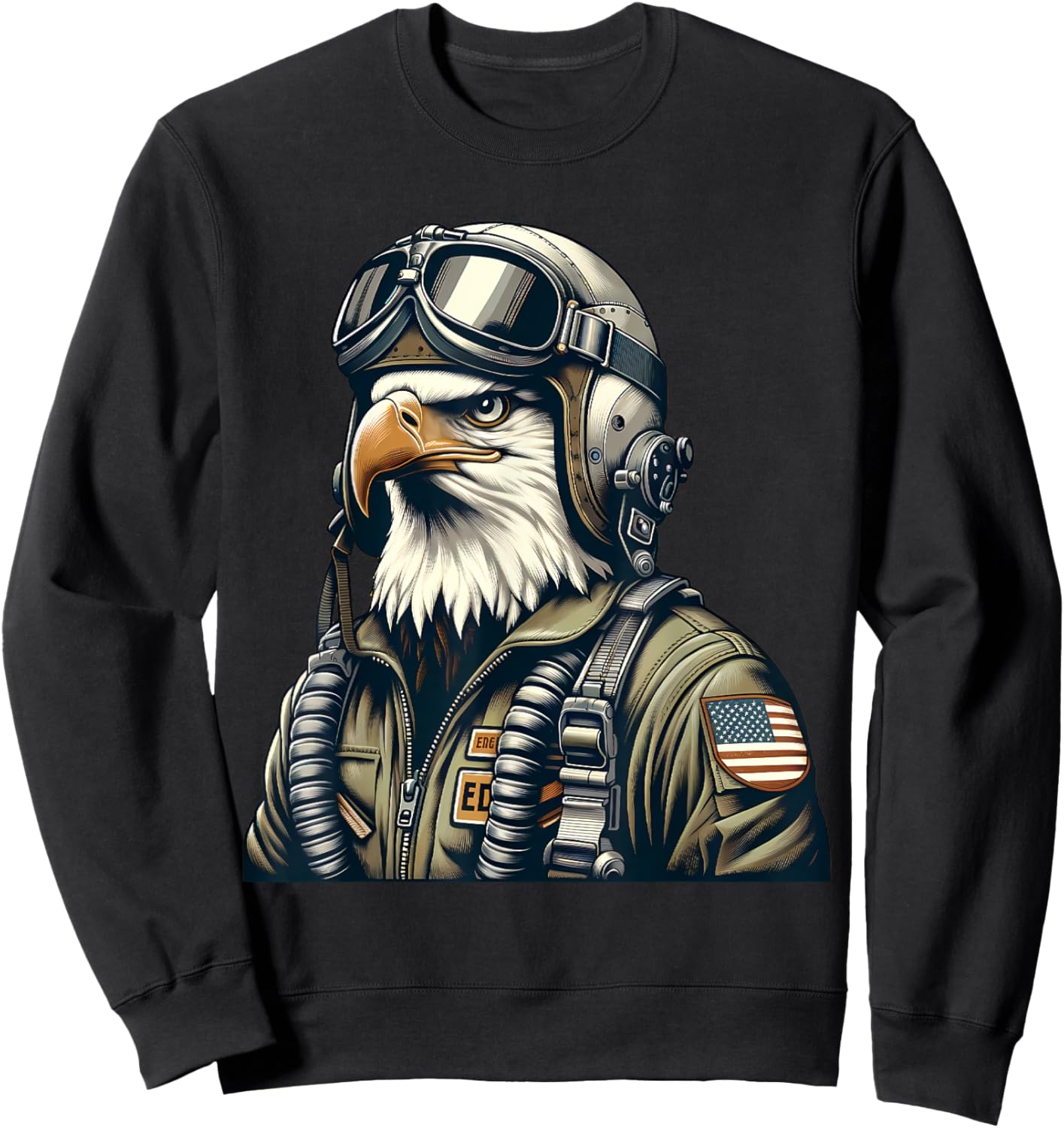 Bald Eagle Pilot Fighter Aviator Sweatshirt - Sweatshirt | Black