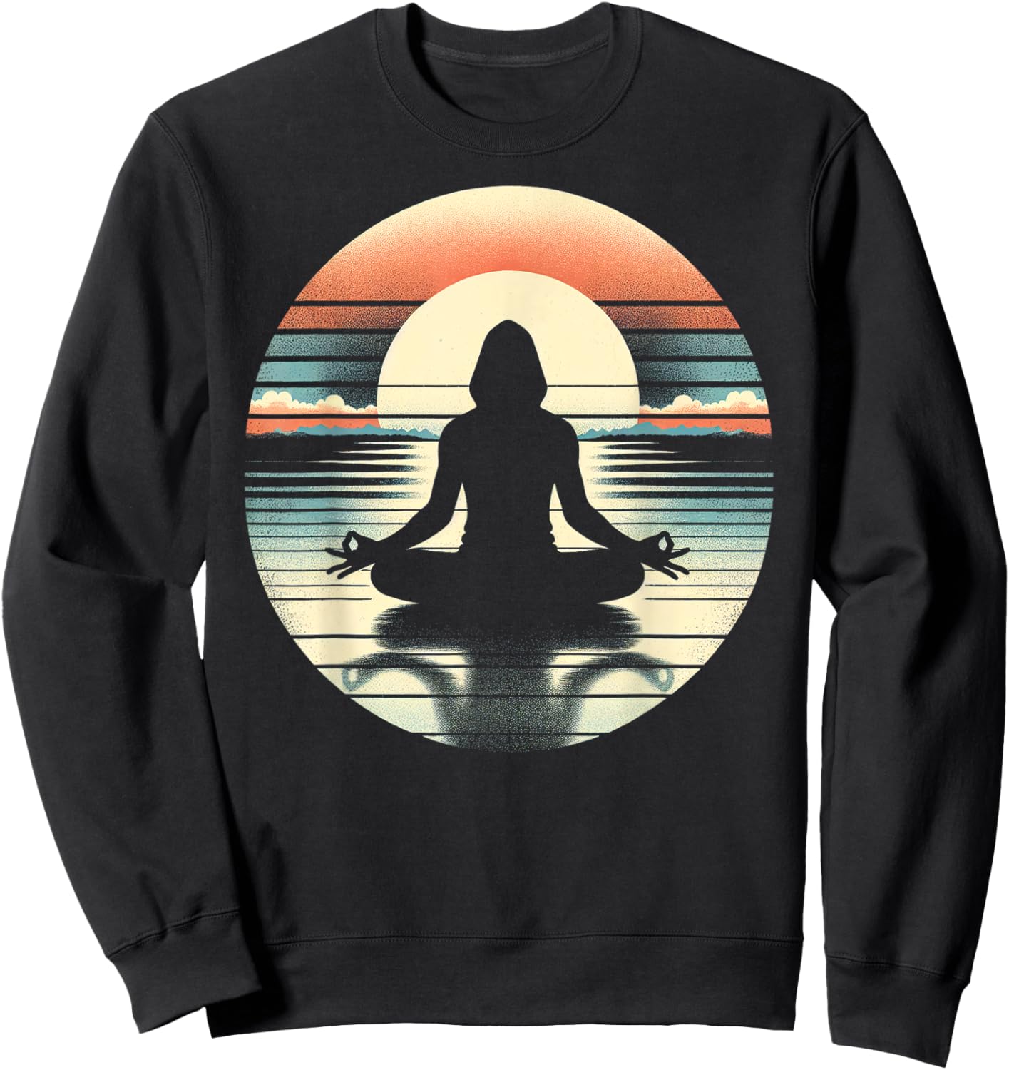 Tranquil Sunrise Yoga Pose Silhouette Sweatshirt - Sweatshirt | Black