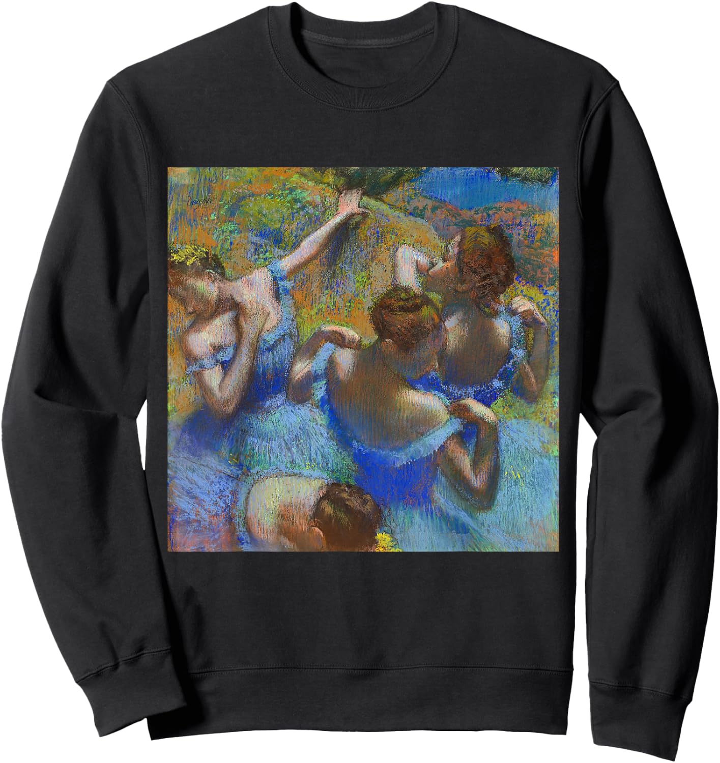 Edgar Degas Ballerina's in Blue | Ballet Impressionism Art Sweatshirt - Sweatshirt | Black